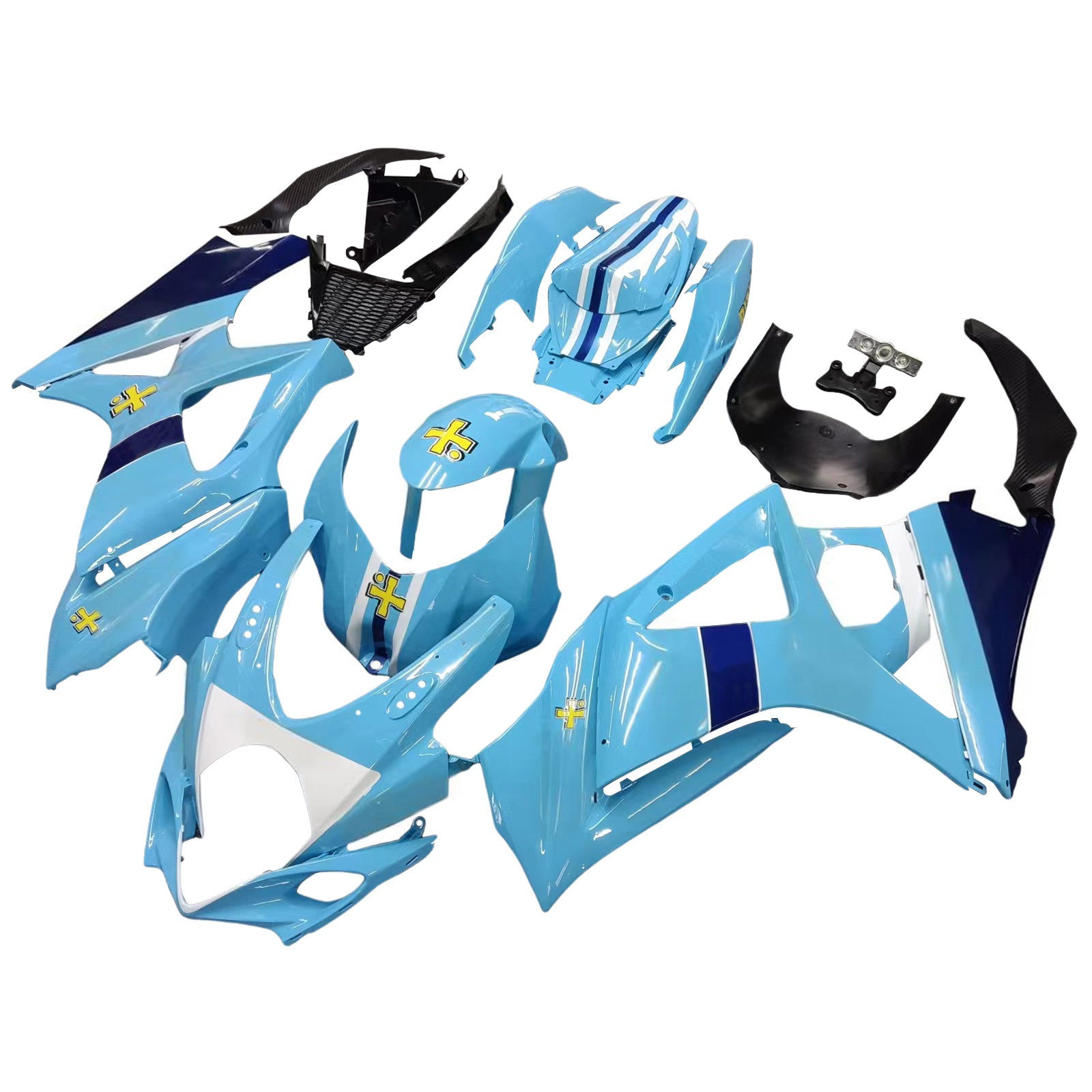 Carénages Amotopart 2007-2008 Suzuki GSXR 1000 Bleu Rizla Generic