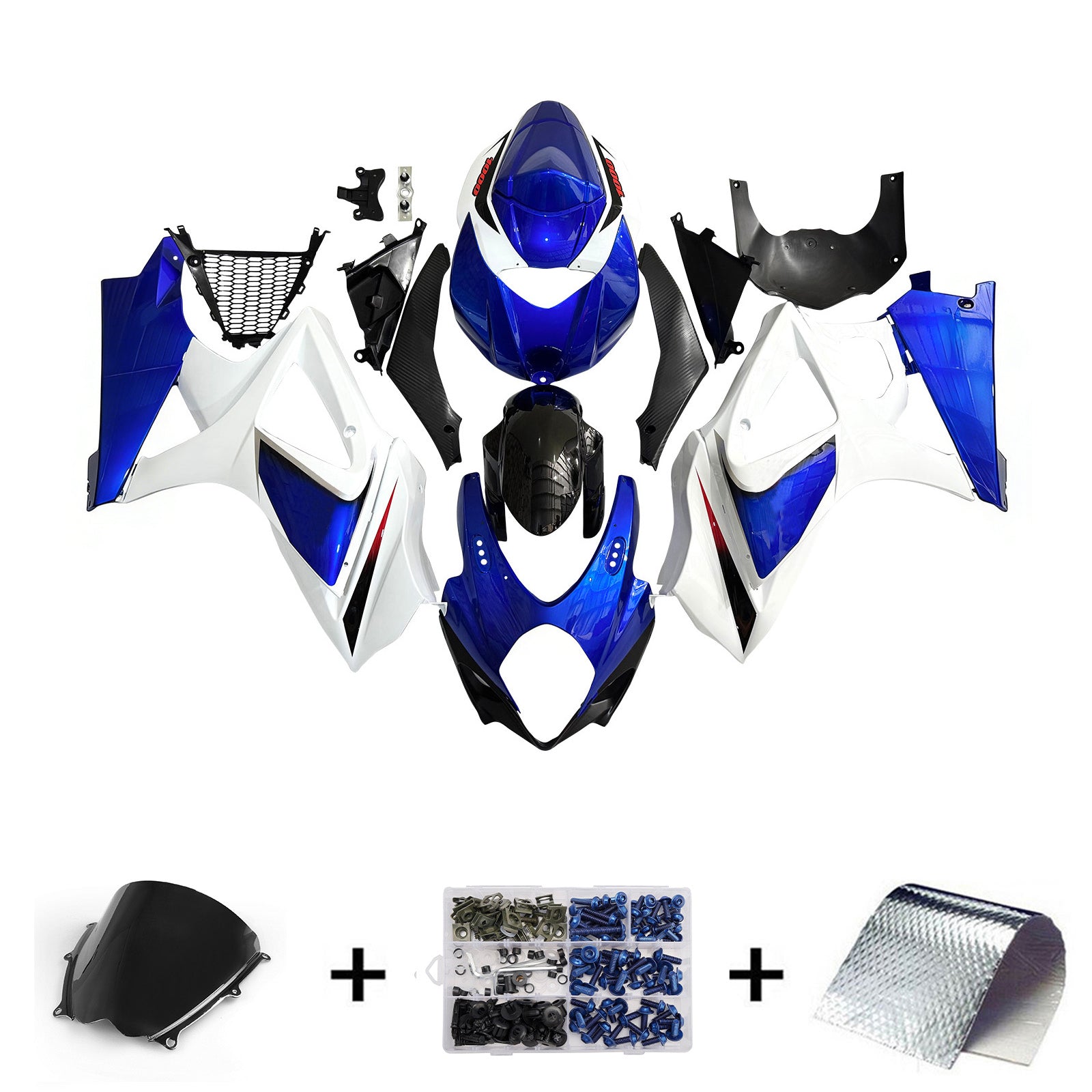 Carene Amotopart 2007-2008 Suzuki GSXR 1000 Blu e Bianco GSXR Generico