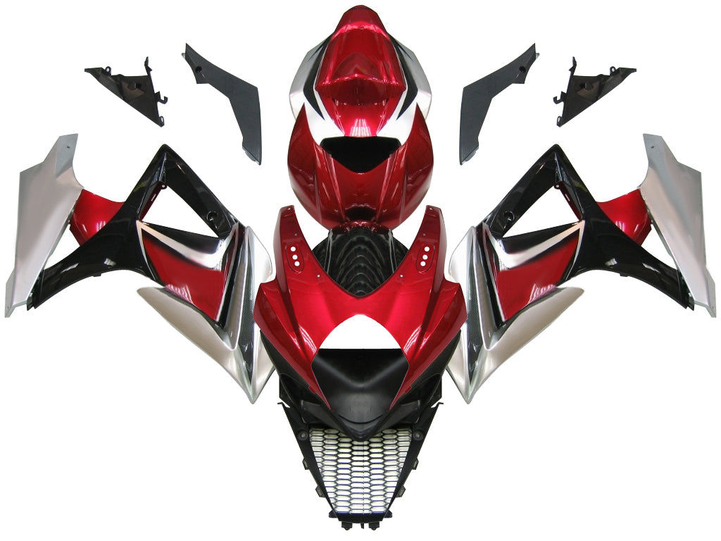 Amotopart Carénages 2007-2008 Suzuki GSXR 1000 Rouge Cerise & Noir GSXR Generic