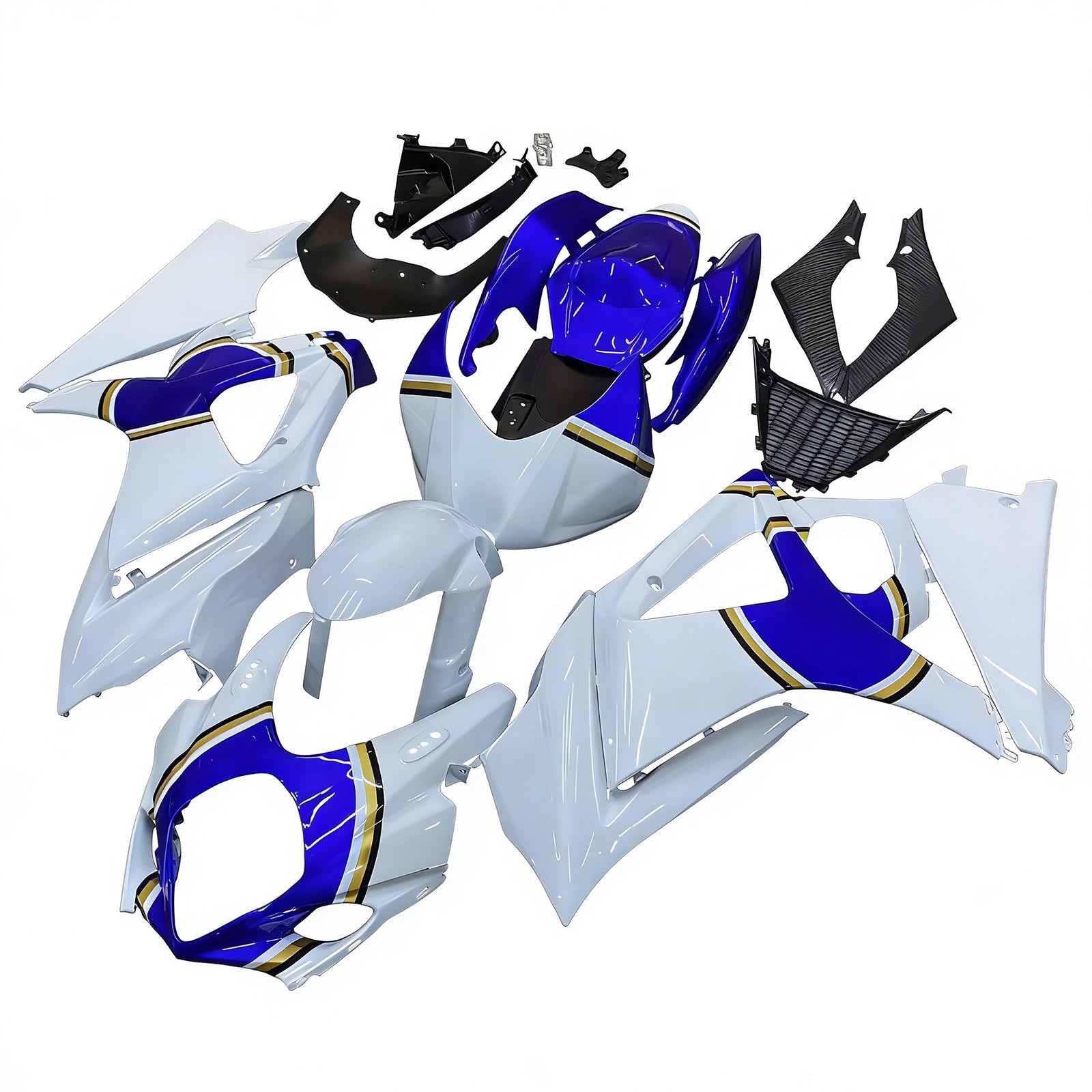 Amotopart Carénages 2007-2008 Suzuki GSXR 1000 Blanc & Bleu Lucky Strike Generic