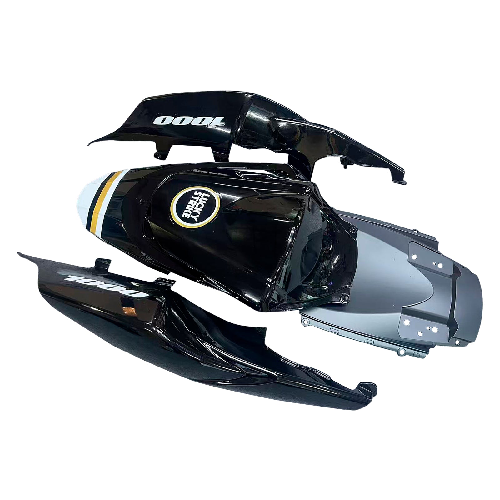 Carénages Amotopart 2007-2008 Suzuki GSXR 1000 Blanc Noir Or Lucky Strike Generic