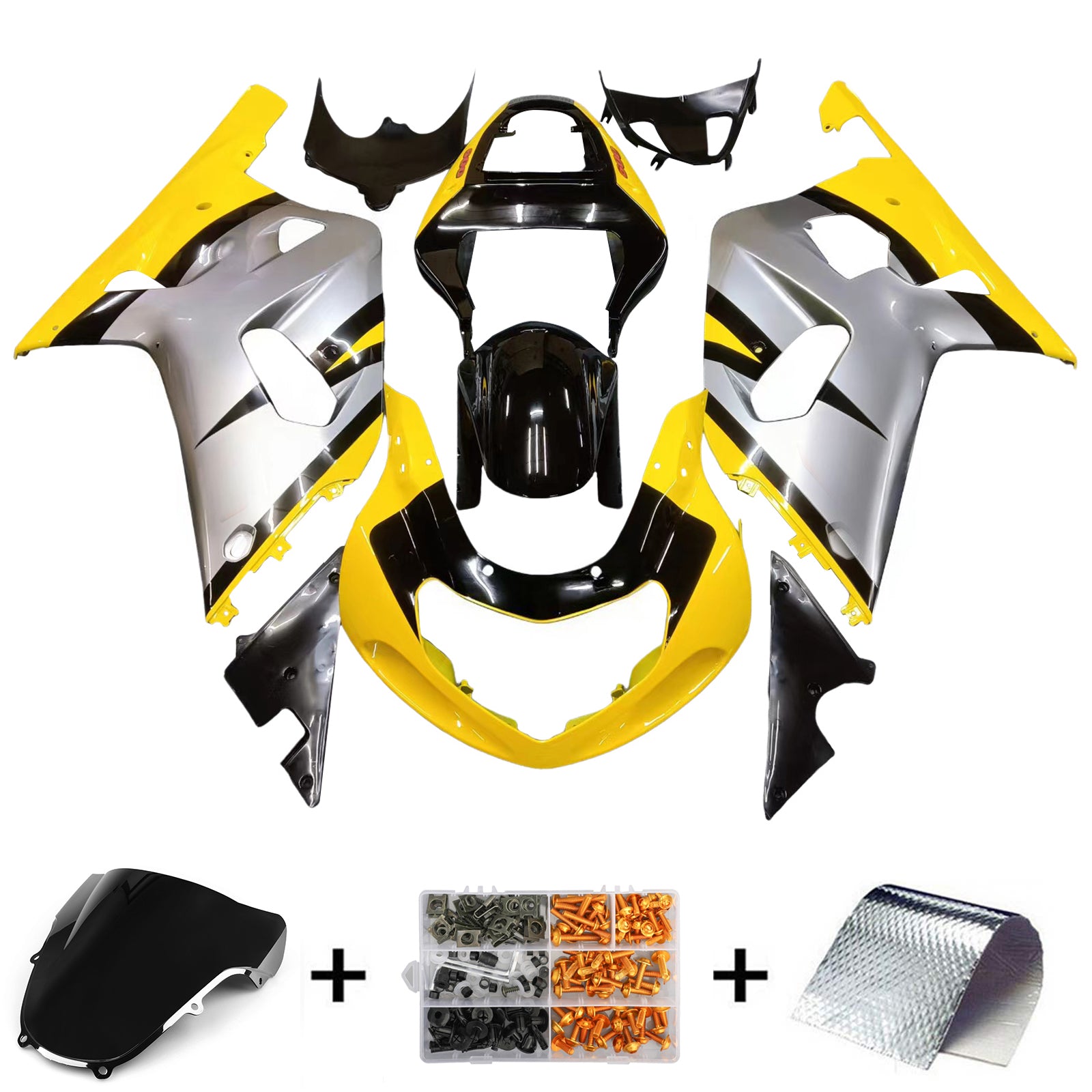 Amotopart Carena 2001-2003 Suzuki GSXR 600 Giallo e Argento GSXR Generico