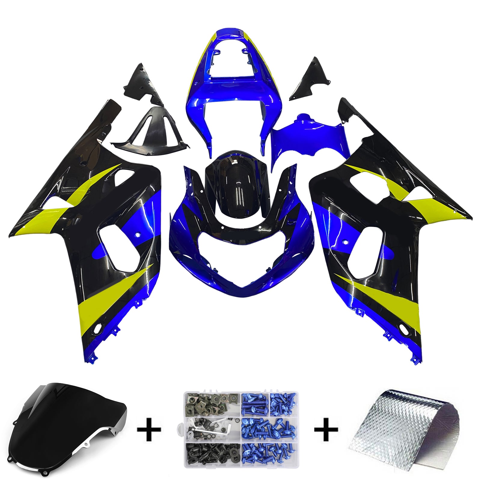 Amotopart Carénages 2001-2003 Suzuki GSXR 600 Bleu & Noir GSXR Generico