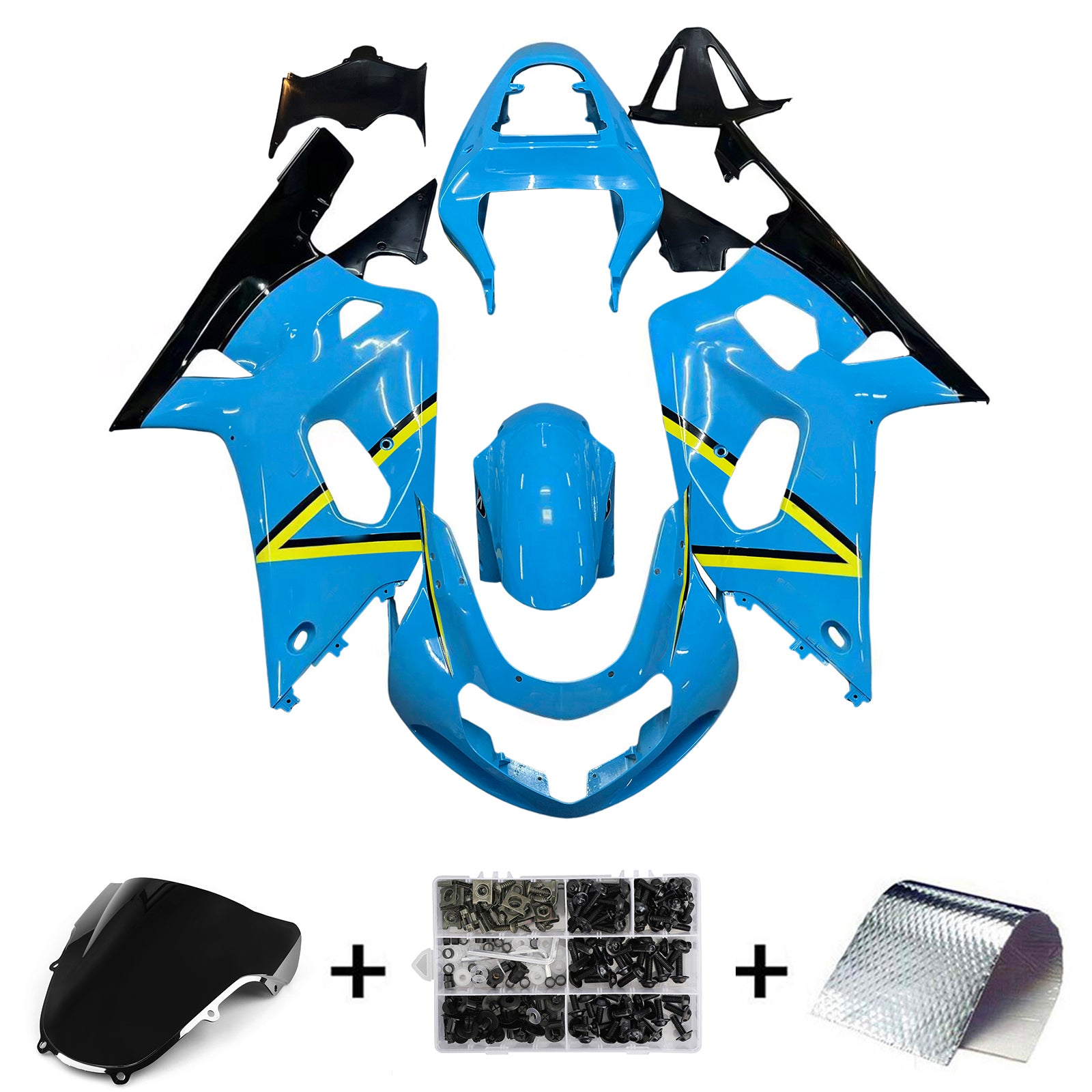 Carénages Amotopart 2001-2003 Suzuki GSXR 750 Bleu Noir Rizla Generic