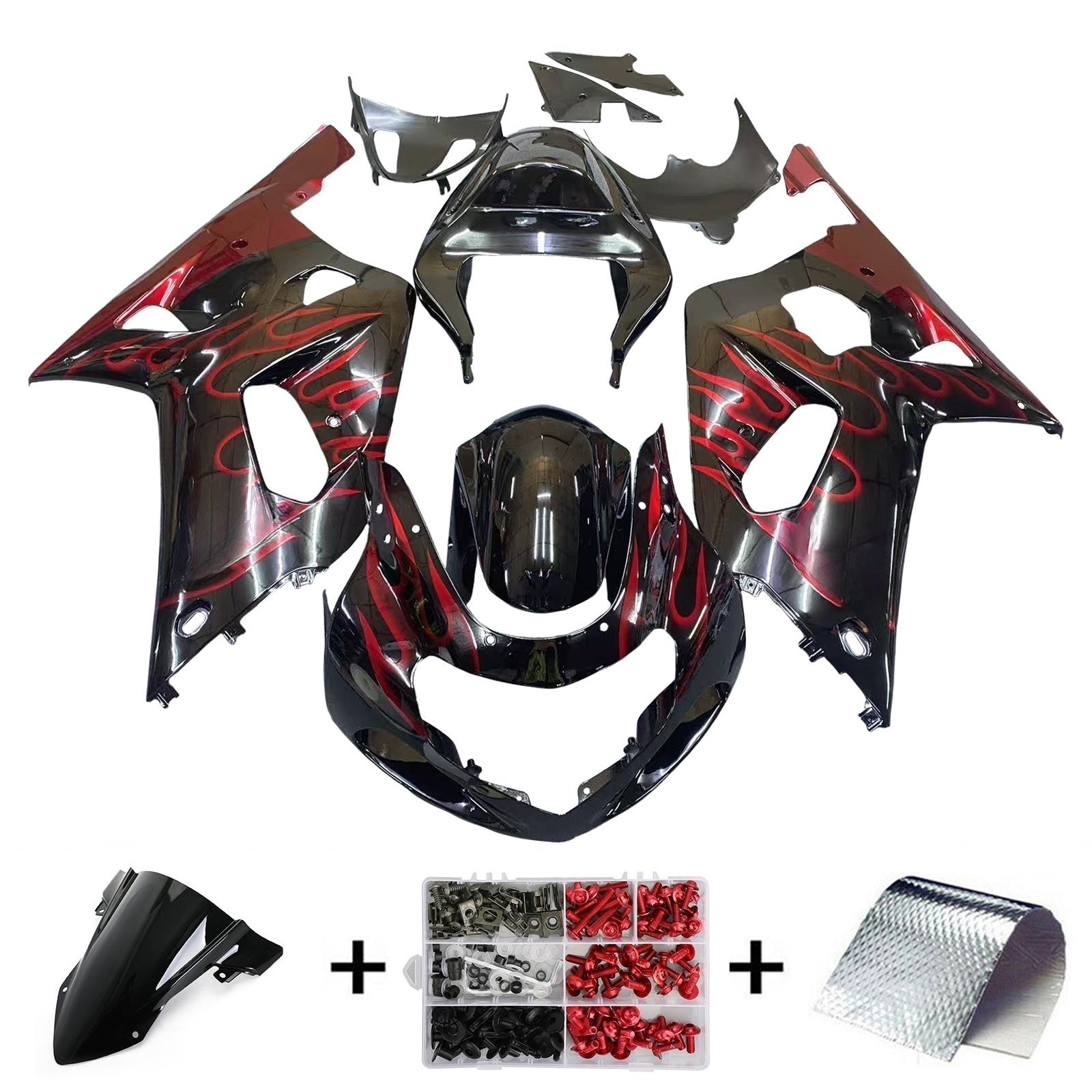 Amotopart Suzuki GSXR750 2001-2003 Kit Carénage Carrosserie Plastique ABS