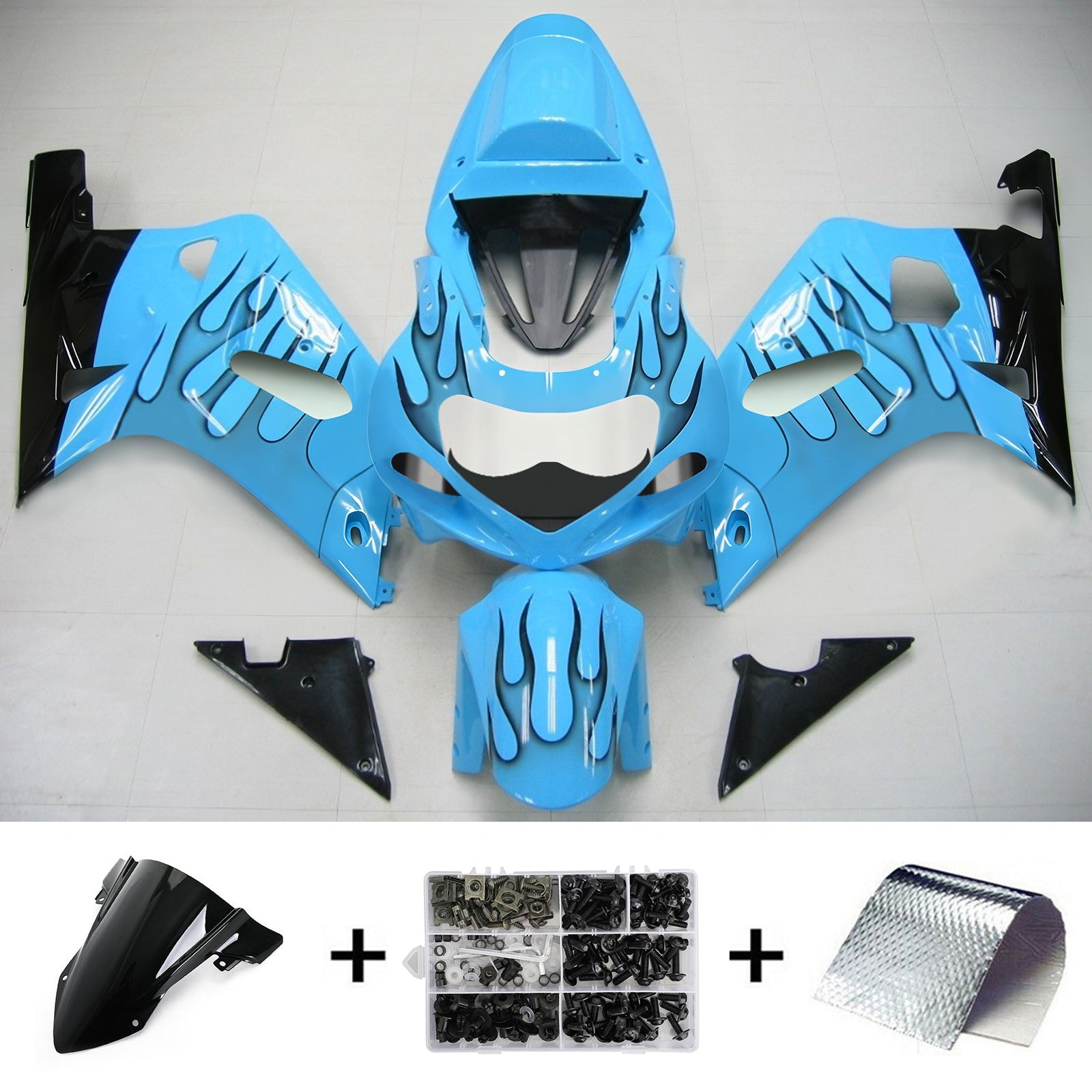 Amotopart Suzuki GSXR750 2001-2003 Kit Carénage Carrosserie Plastique ABS