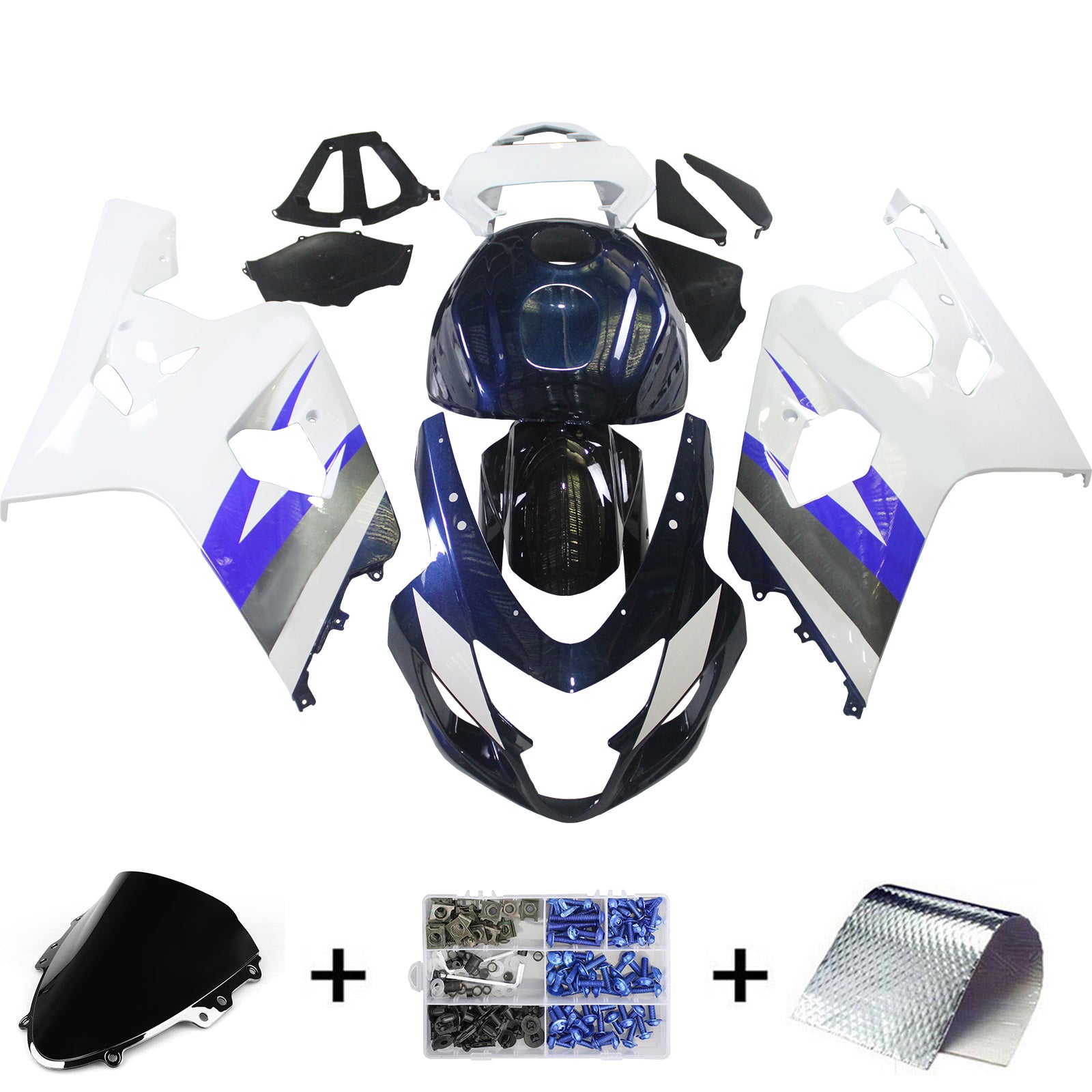 Amotopart Suzuki GSXR 600/750 2004-2005 K4 Kit Carénage Carrosserie Plastique ABS