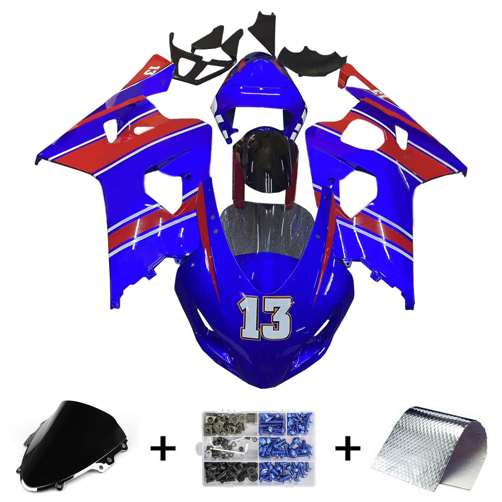 Amotopart Suzuki GSXR 600/750 2004-2005 K4 Kit Carénage Carrosserie Plastique ABS