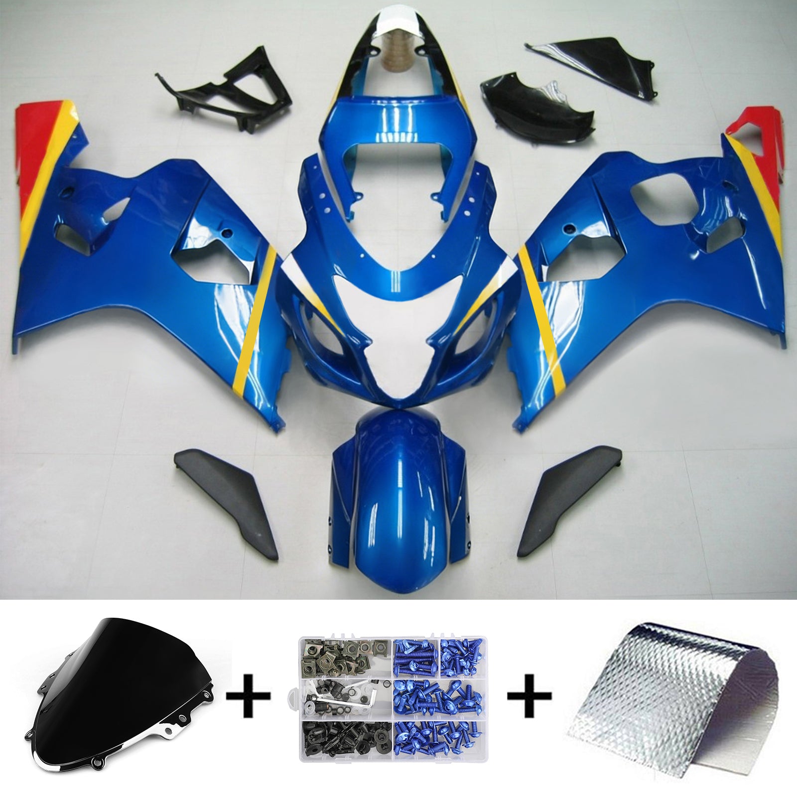 Amotopart Suzuki GSXR 600/750 2004-2005 Kit Carénage Carrosserie Plastique ABS