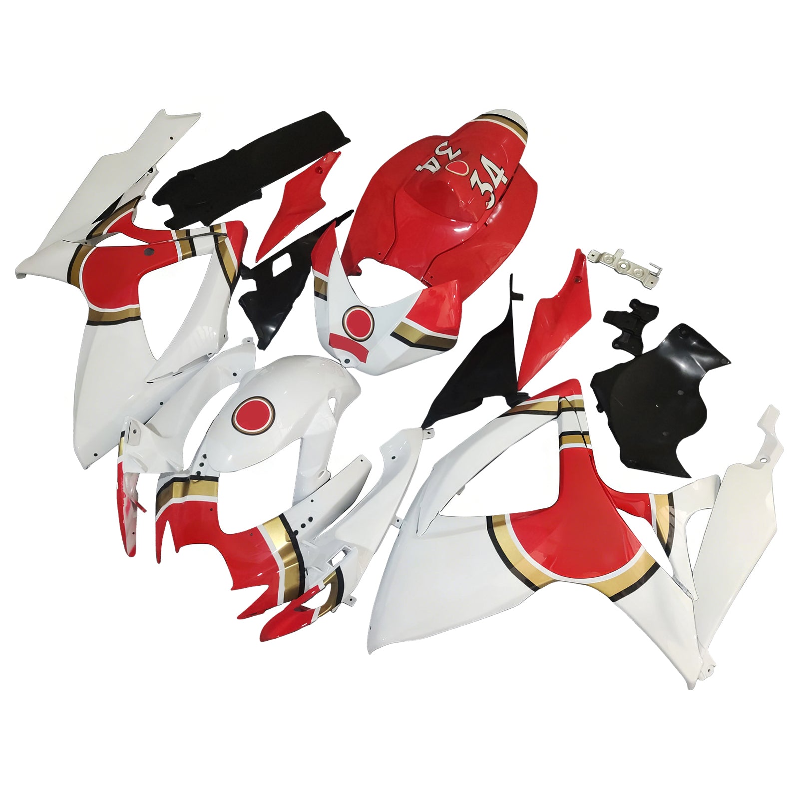 Carénages Amotopart 2006-2007 Suzuki GSXR 600 750 Blanc Rouge Lucky Strike Generic