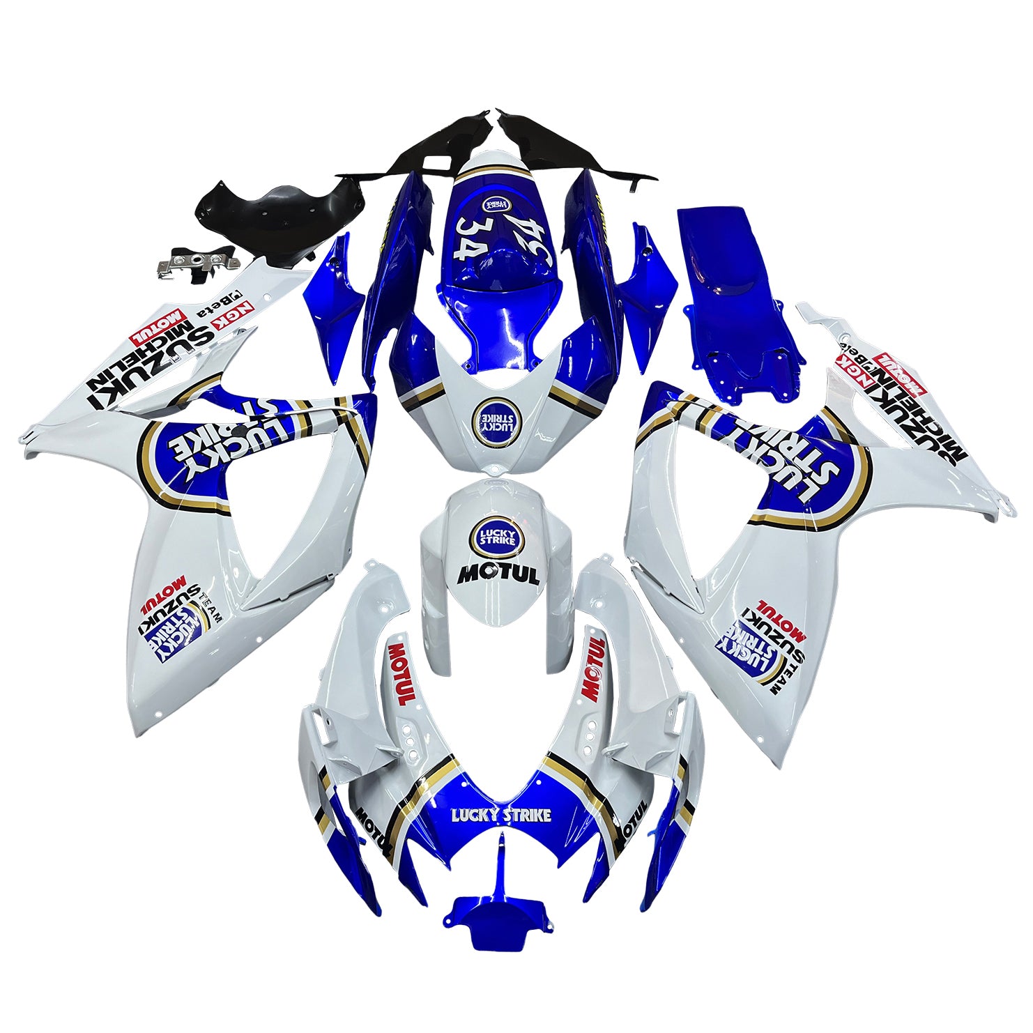 Range Amotopart 2006-2007 Suzuki GSXR 600 750 White Bleu Lucky Strike generico