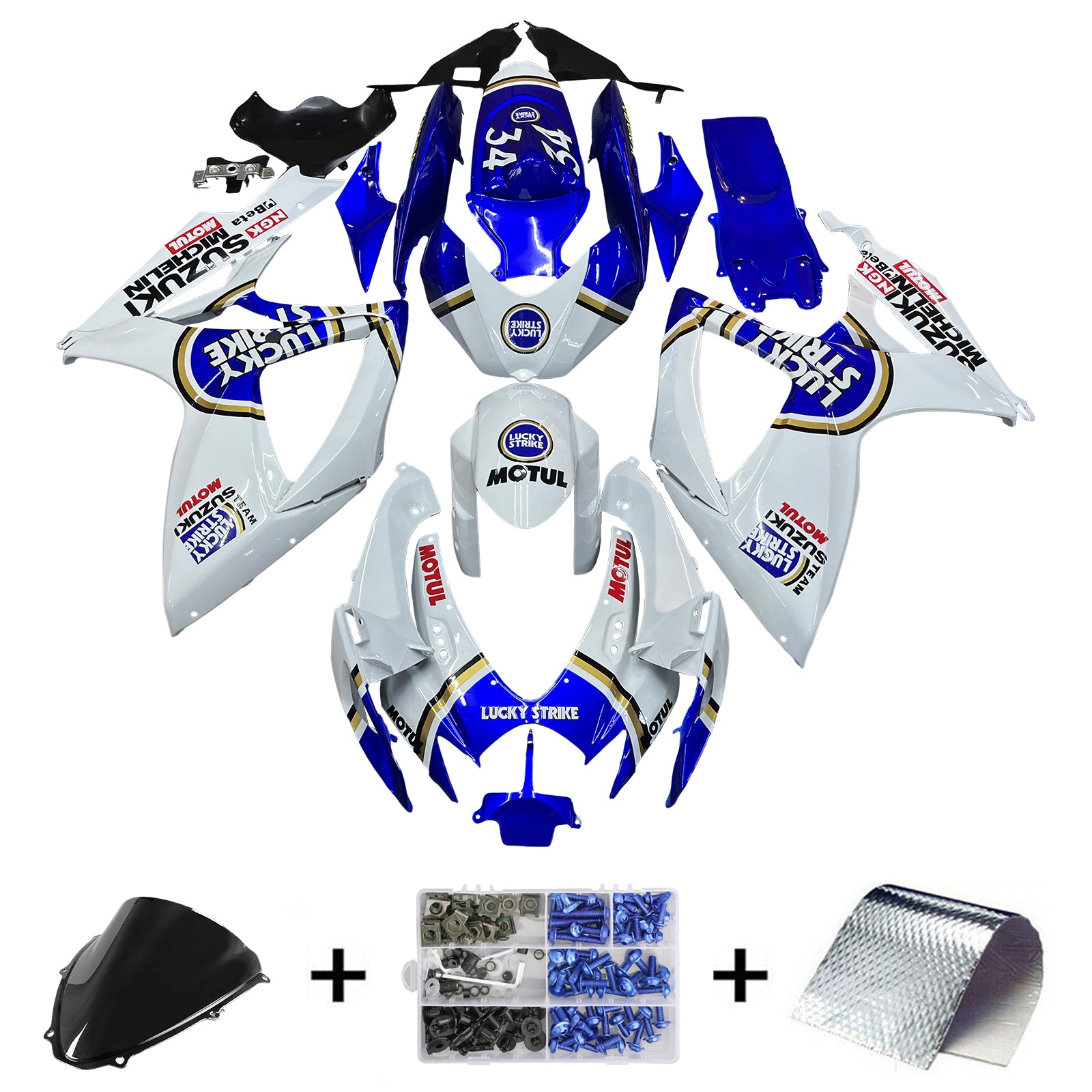 Range Amotopart 2006-2007 Suzuki GSXR 600 750 White Bleu Lucky Strike generico