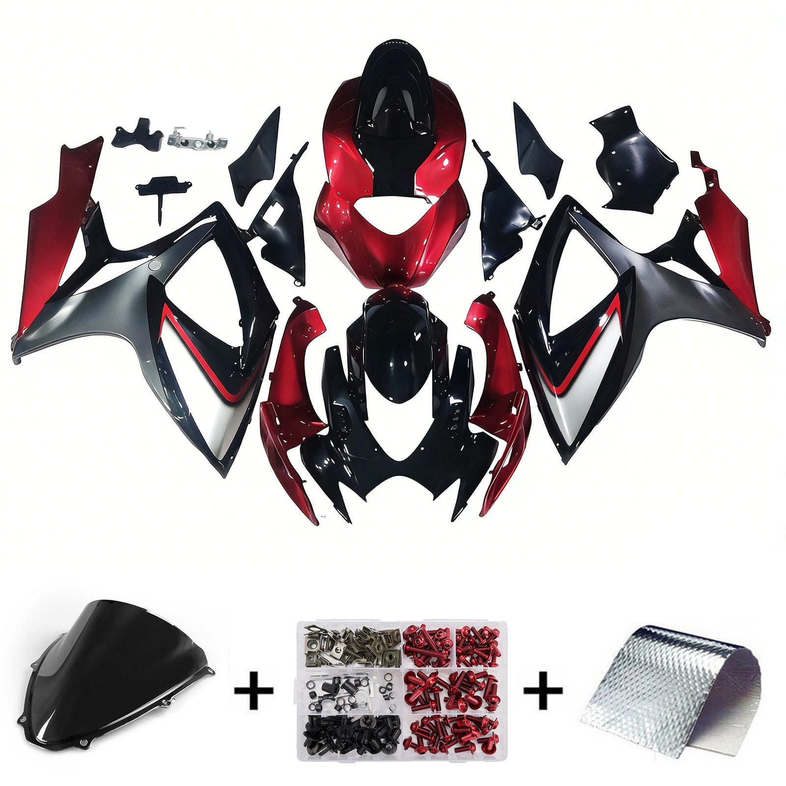 Carénages Amotopart 2006-2007 Suzuki GSXR 600 750 Rouge Argent Noir GSXR Generic