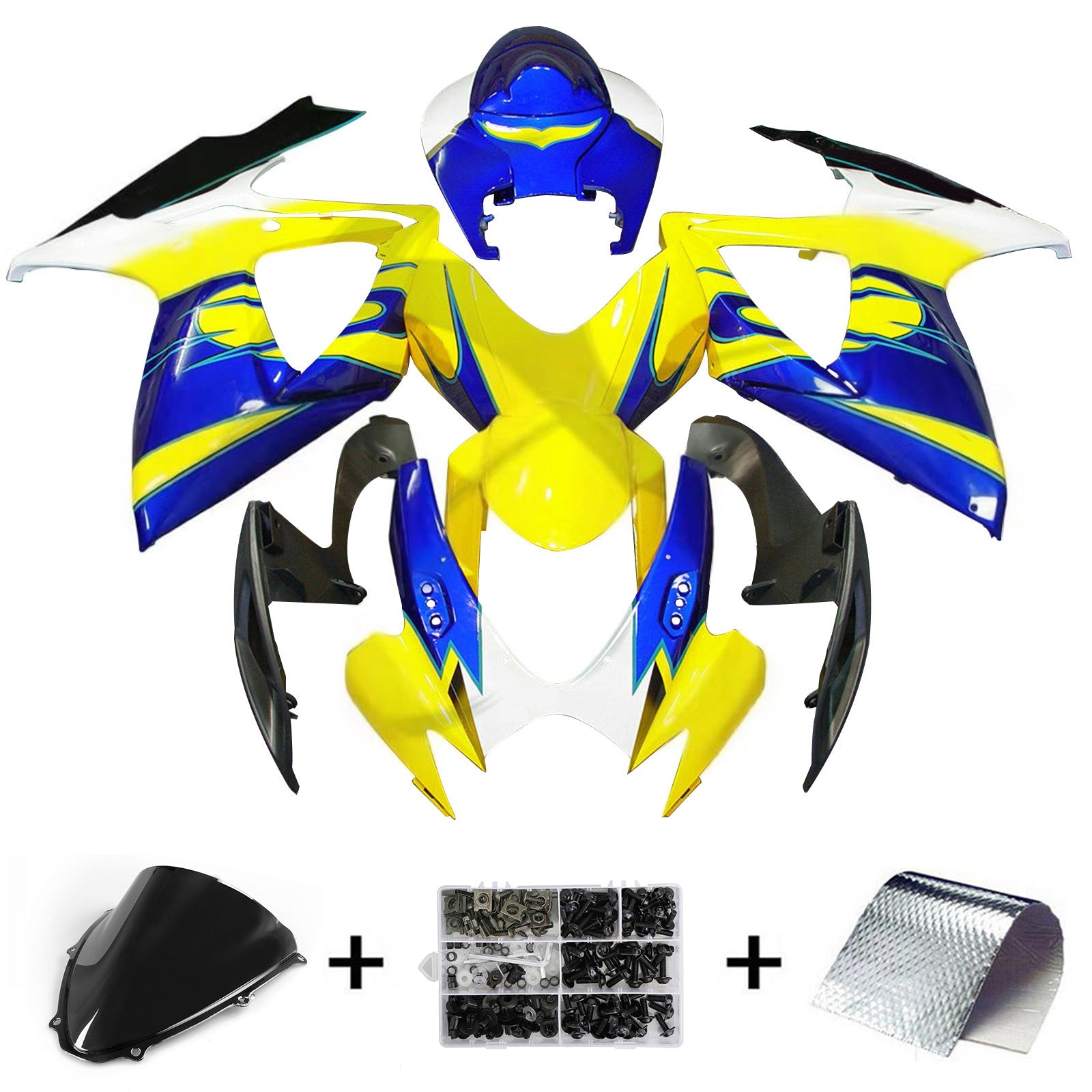 Amotopart Kit de carénage pour SUZUKI GSXR 600 750 2006-2007 K6 Jaune Générique