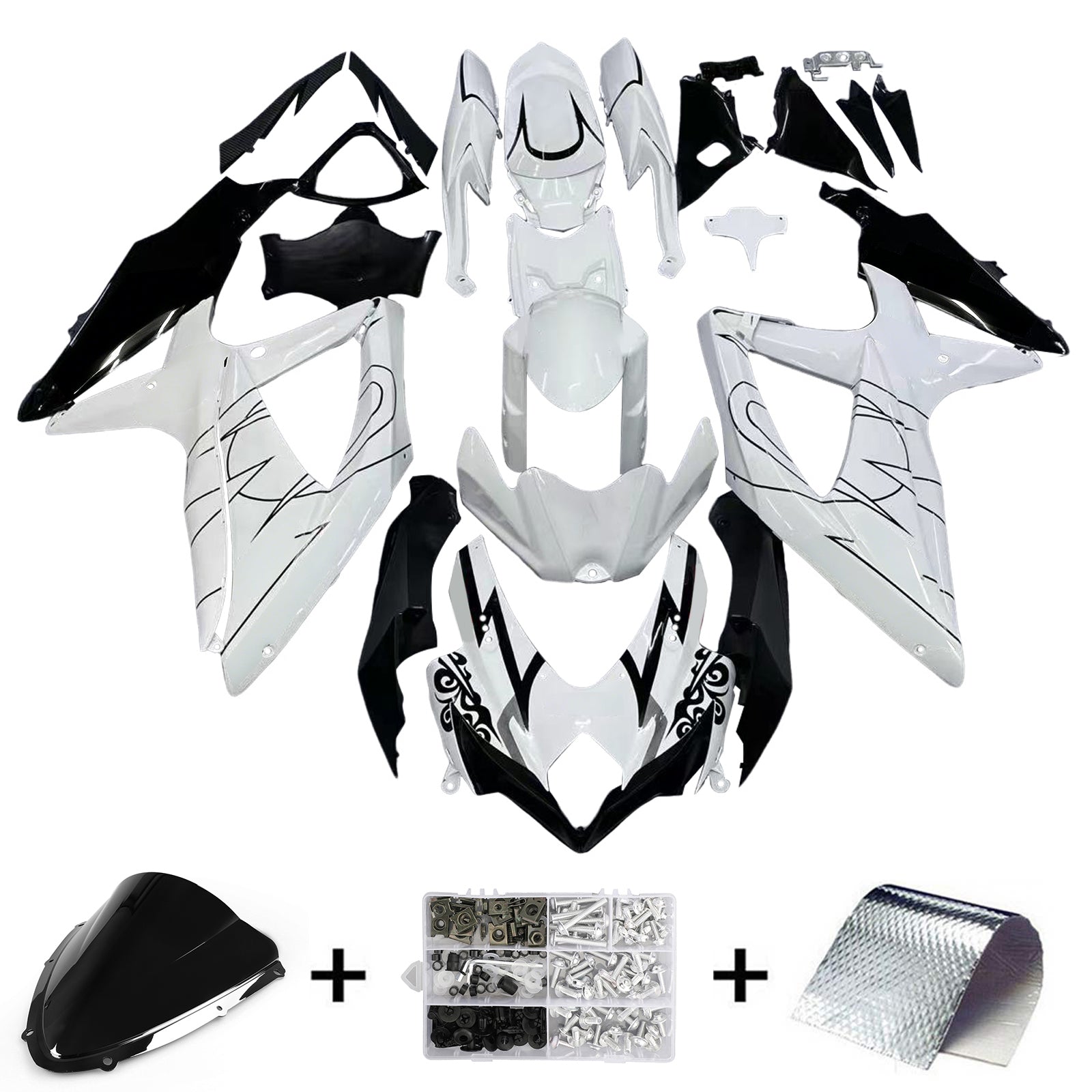 Owiewki Amotopart 2008-2010 Suzuki GSXR 600 750 White Alstare Corona Generic