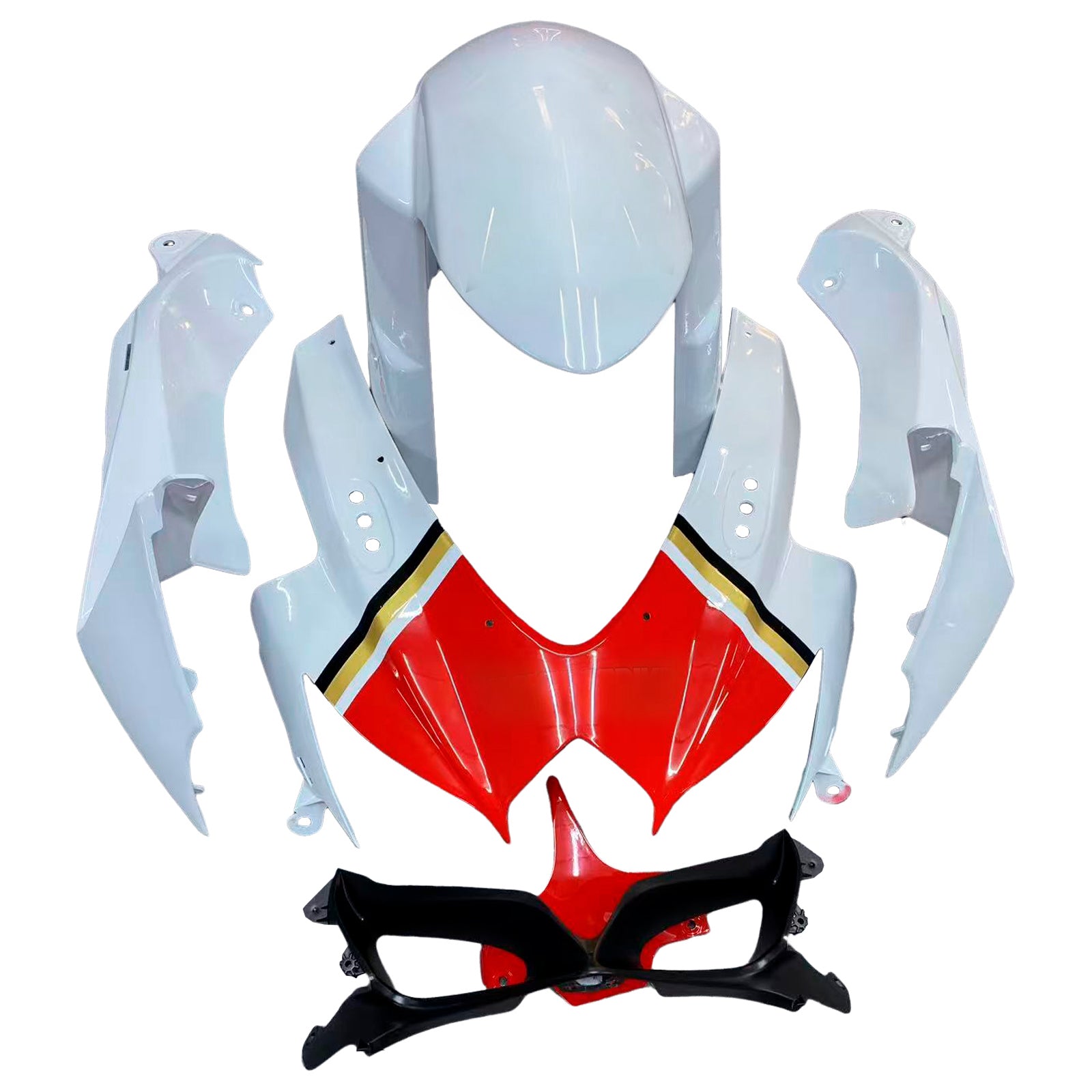 Carénages Amotopart 2008-2010 Suzuki GSXR 600 750 Blanc Rouge Lucky Strike Generic