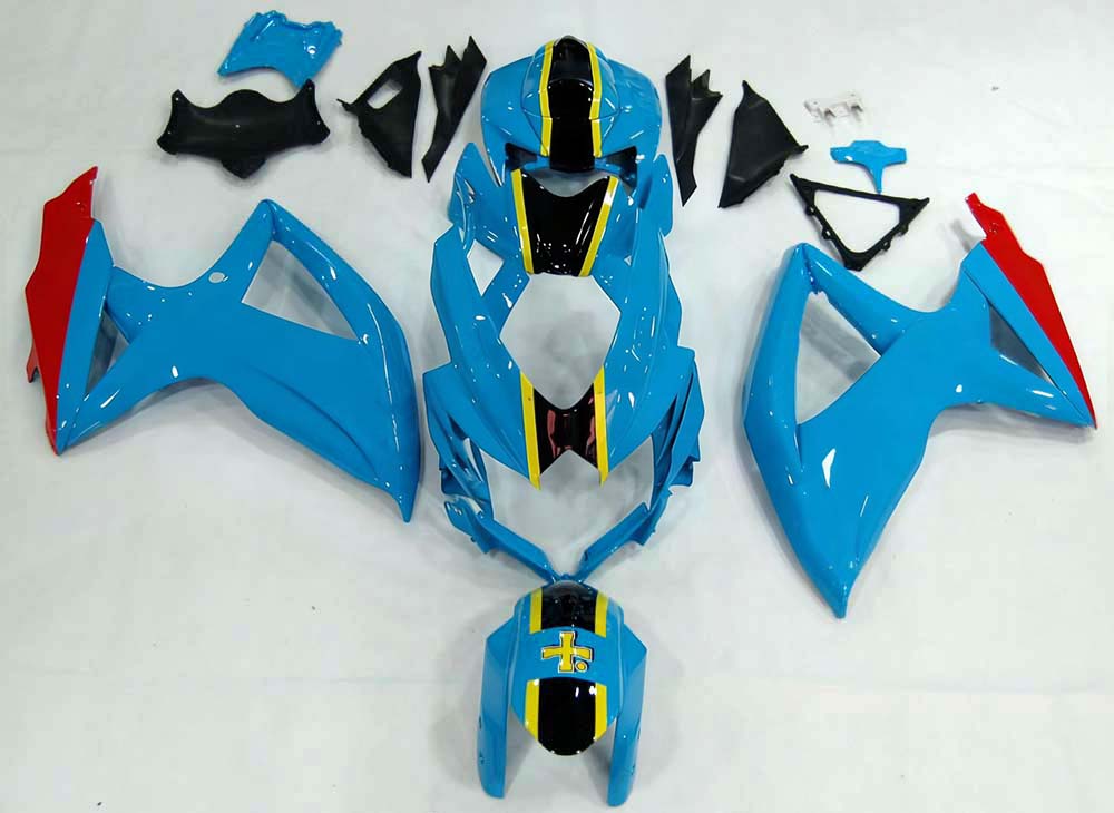 Carénages Amotopart 2008-2010 Suzuki GSXR 600 750 Bleu Jaune Rizla Generic