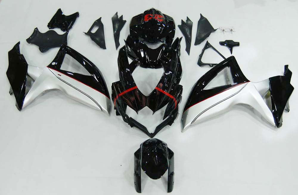 Carénages Amotopart 2008-2010 Suzuki GSXR 600 750 Noir Argent Jordan Generic