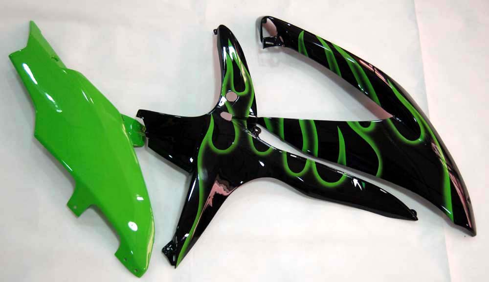 Carénages Amotopart 2008-2010 Suzuki GSXR 600 750 Black & Green Flame GSXR Generic
