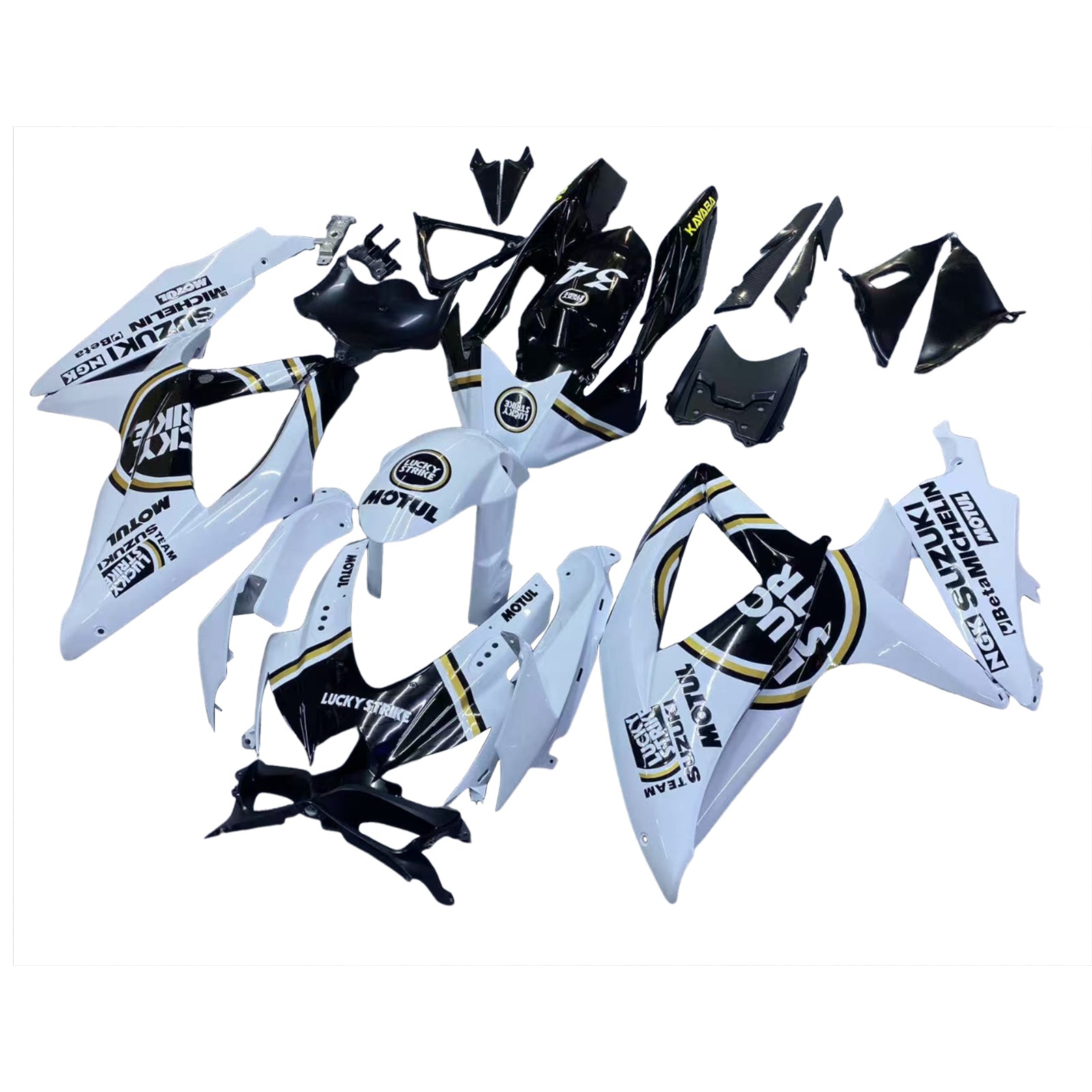 Amotopart stroomlijnkappen 2008-2010 Suzuki GSXR 600 750 wit zwart Lucky Strike generiek