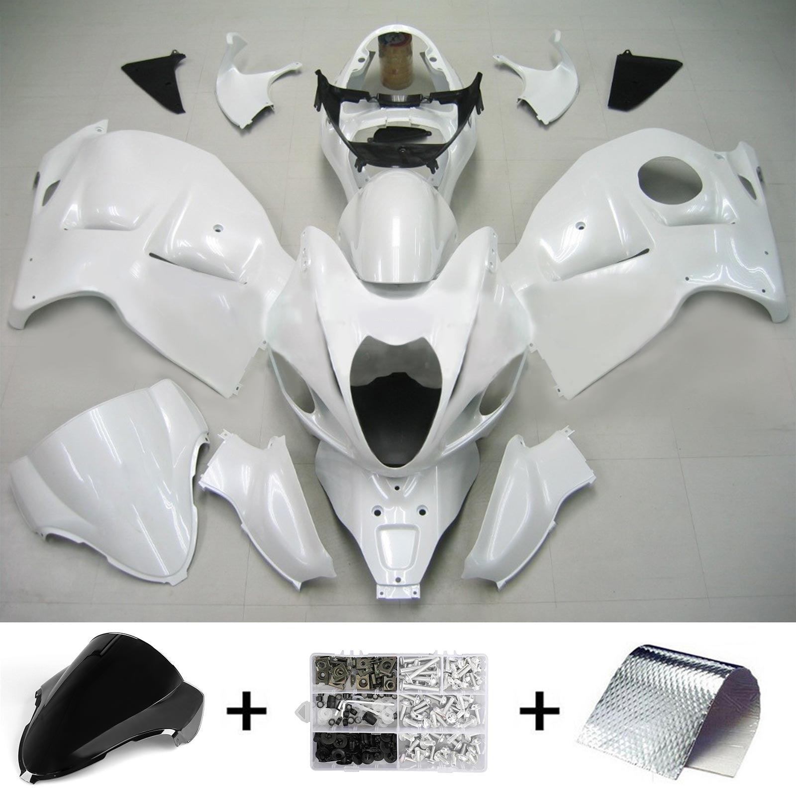Amotopart Suzuki Hayabusa GSXR1300 1999-2007 Kit Carénage Carrosserie Plastique ABS