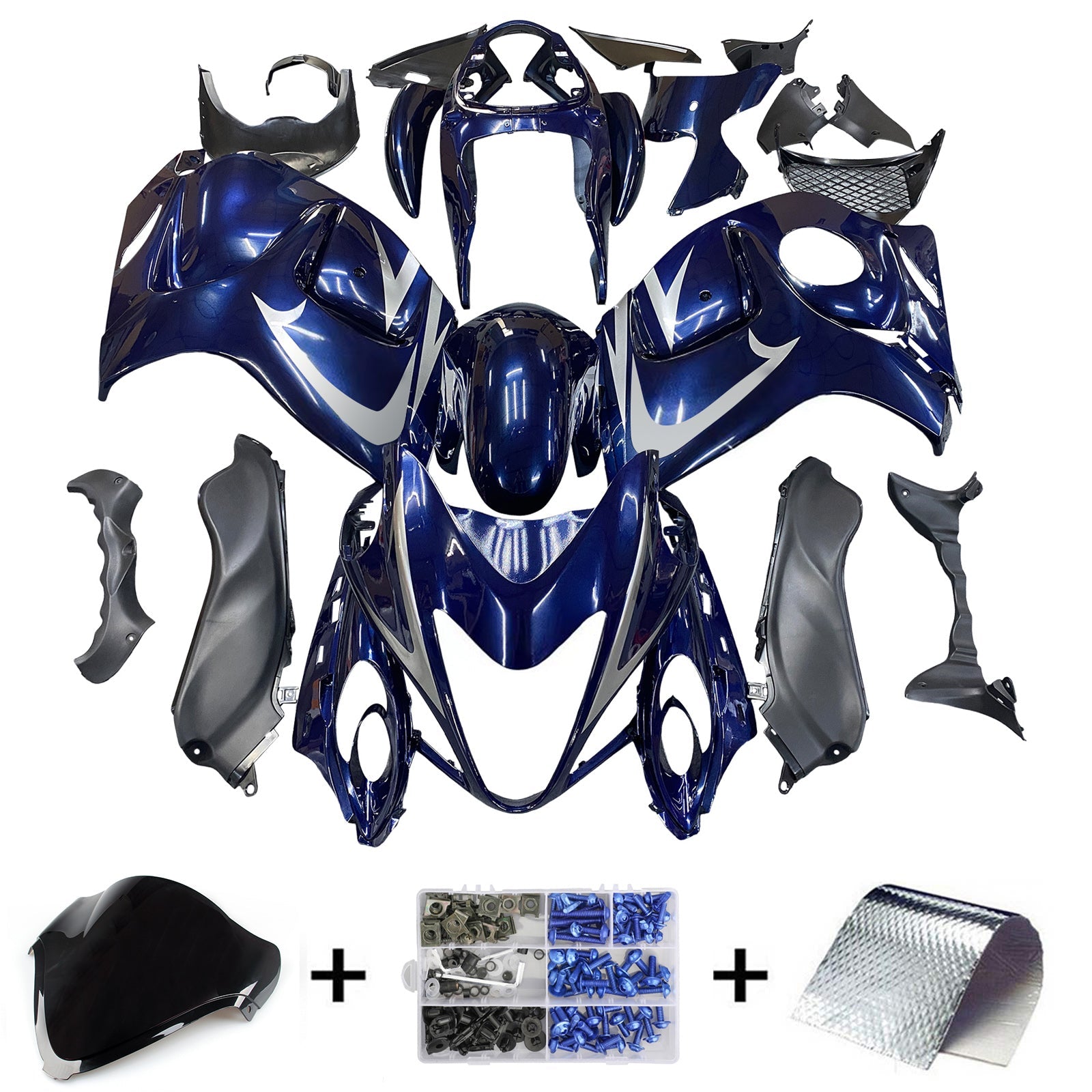 Carénages Amotopart 2008-2020 Suzuki GSX 1300 Hayabusa Bleu foncé métallisé Hayabusa Generic