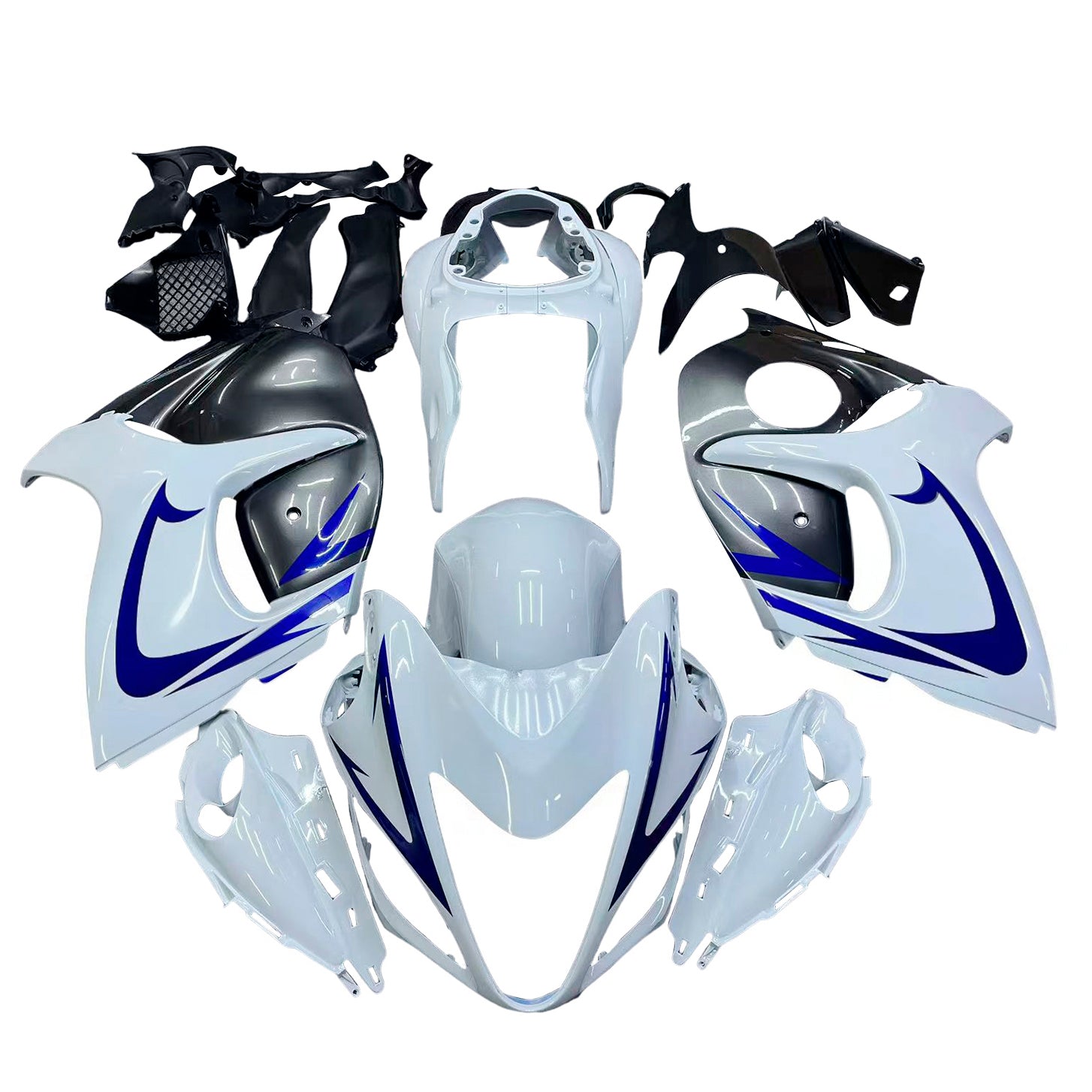 Carene Amotopart 2008-2020 Suzuki GSX 1300 Hayabusa Bianco Grigio Blu Generico
