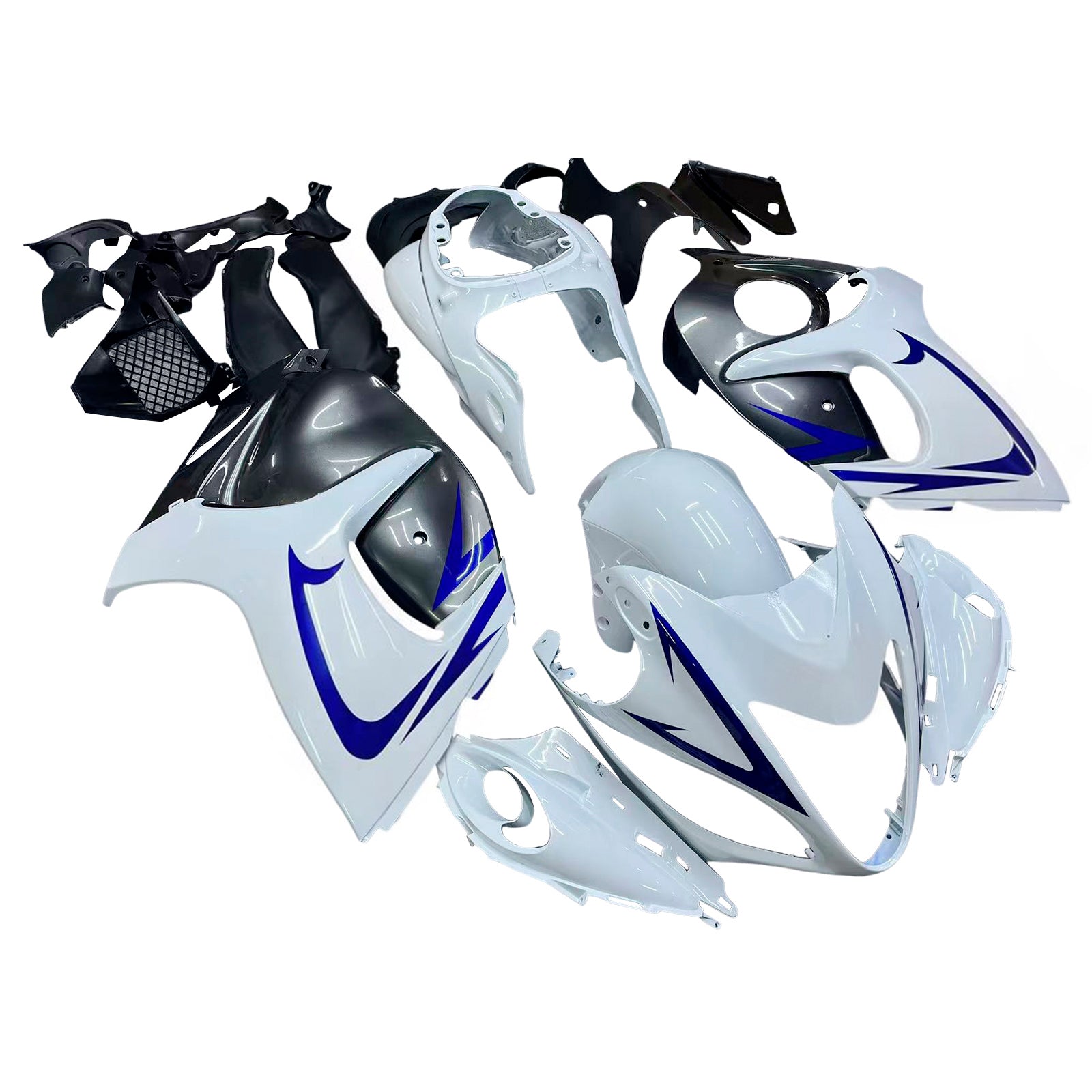 Carene Amotopart 2008-2020 Suzuki GSX 1300 Hayabusa Bianco Grigio Blu Generico