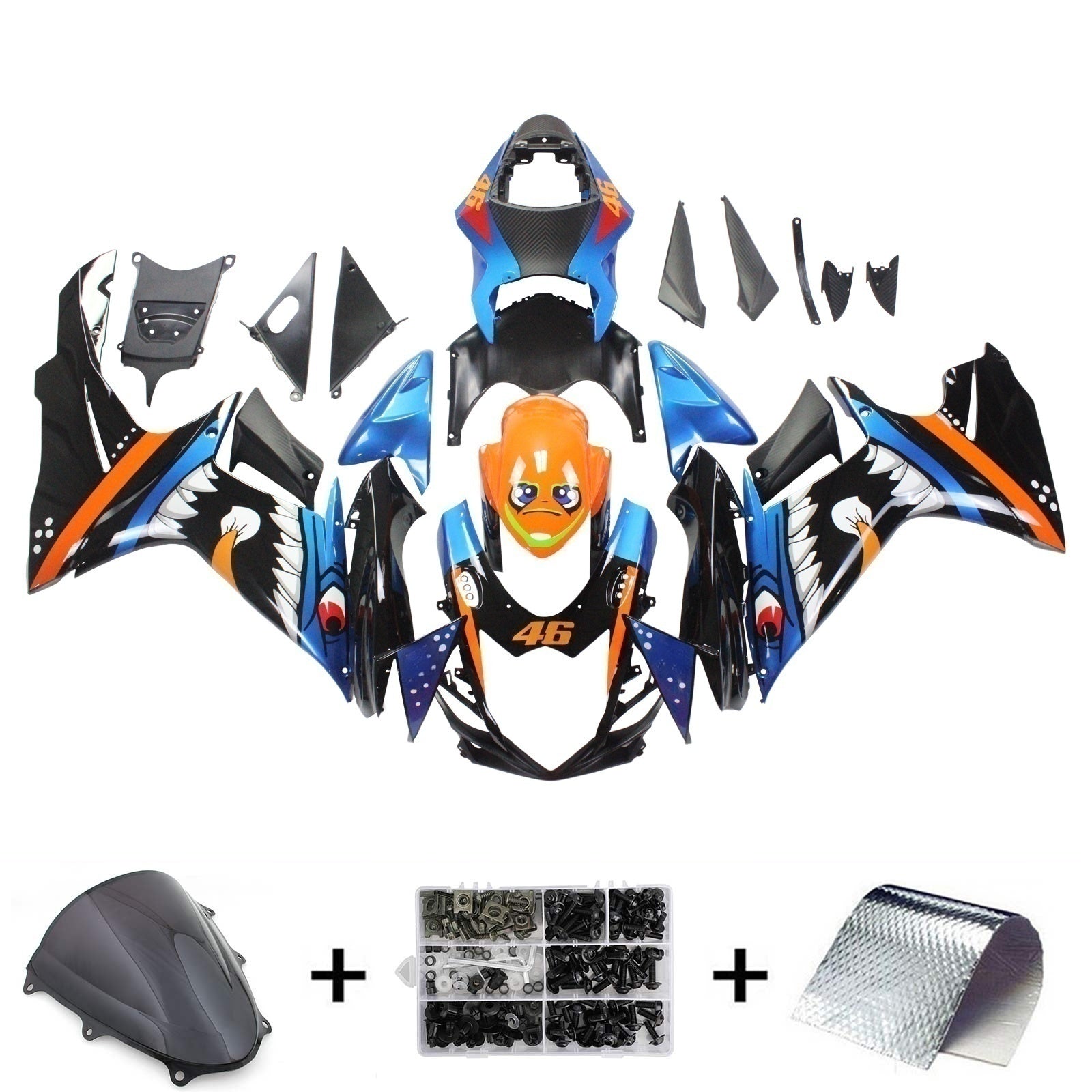Amotopart Suzuki GSXR 600/750 2011-2025 K11 Carénage Kit Carrosserie Plastique ABS
