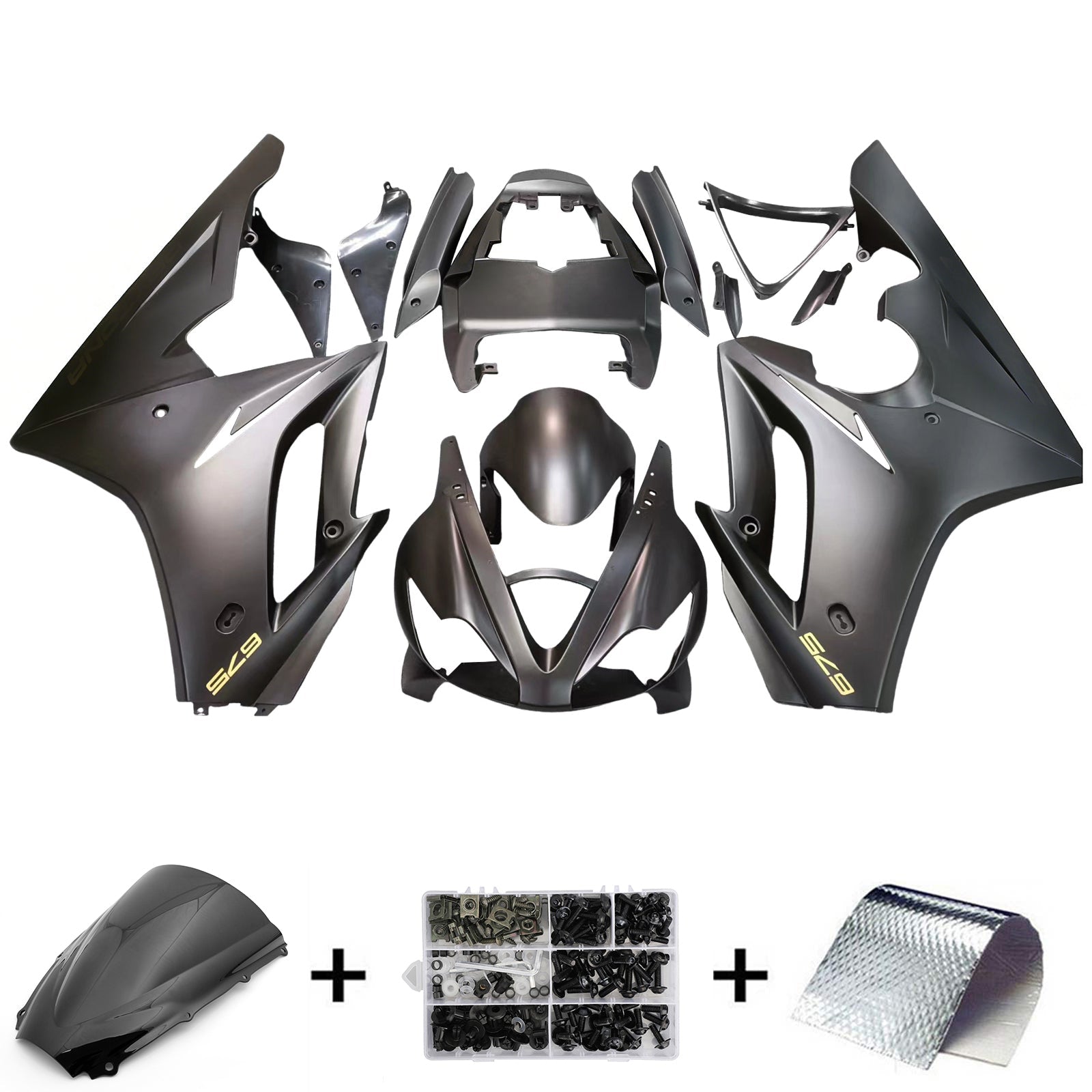 Amotopart Adatto per Triumph Daytona 675 2006-2008 Carena Nera per Carrozzeria ABS Stampaggio ad Iniezione 9#Generic