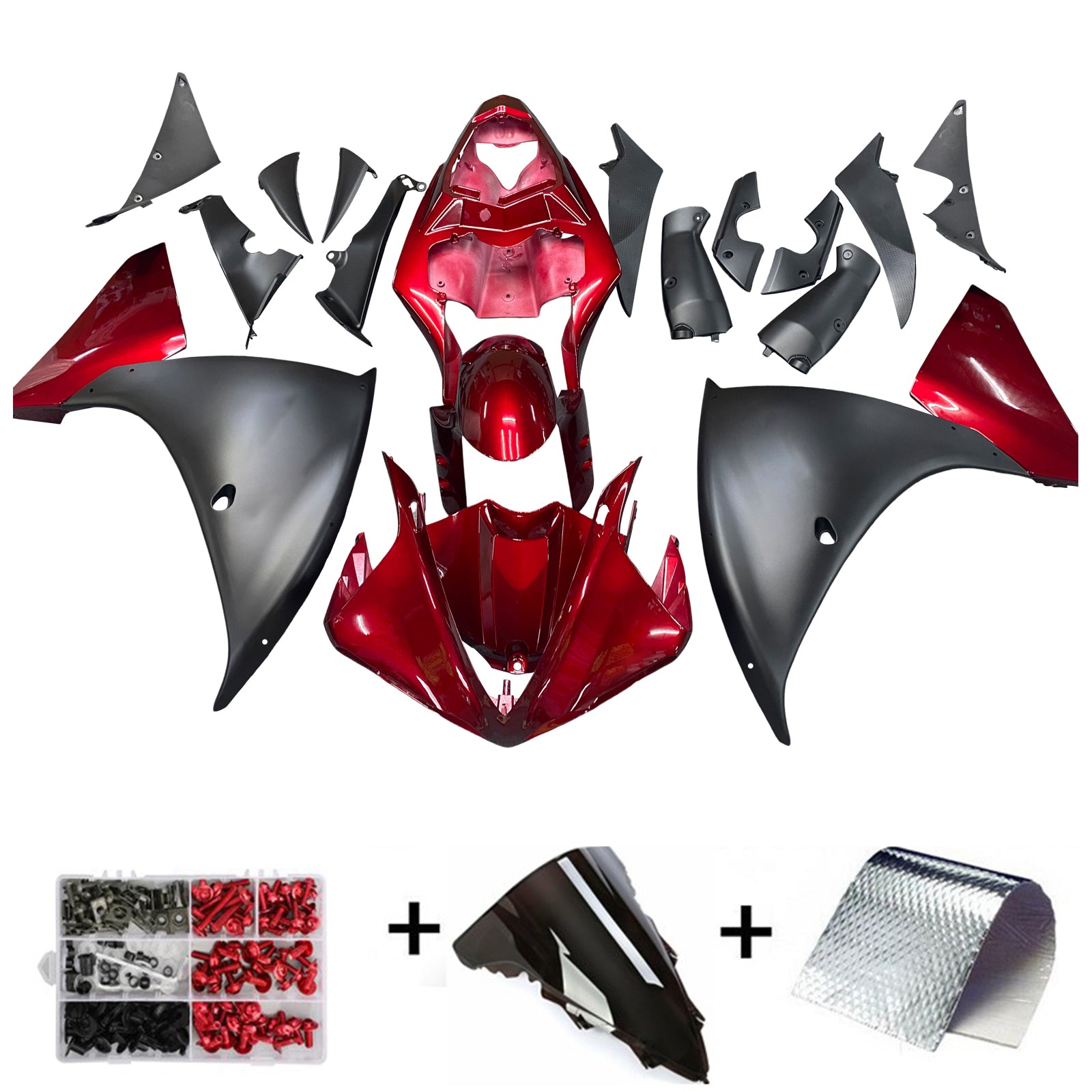 Amotopart Plastic Injection ABS Carenage Fit za Yamaha YZF R1 2009-2011 Rdeča črna generična