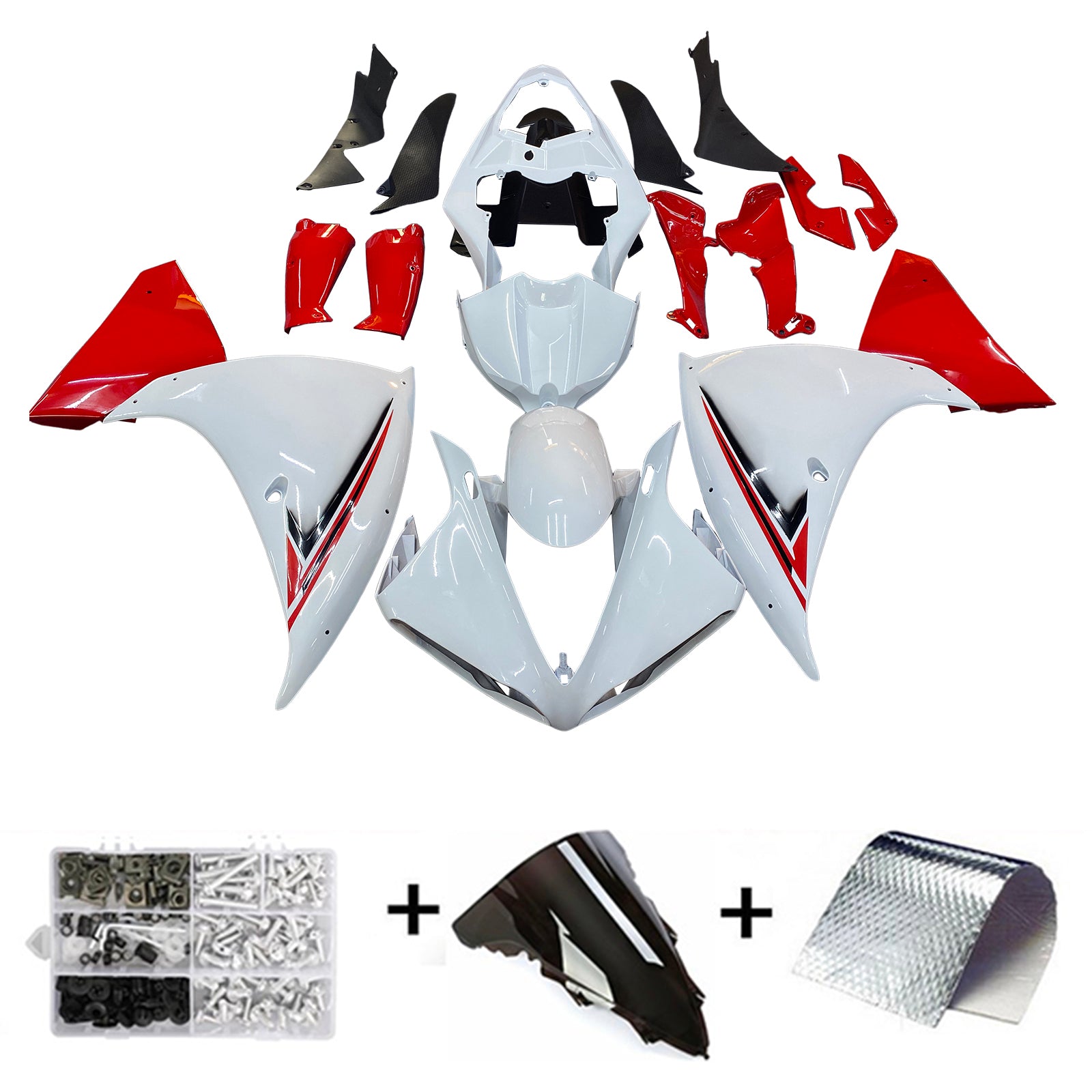 Amotopart Plastic Injection ABS Carenage Fit za Yamaha YZF R1 2009-2011 Rdeča bela generična