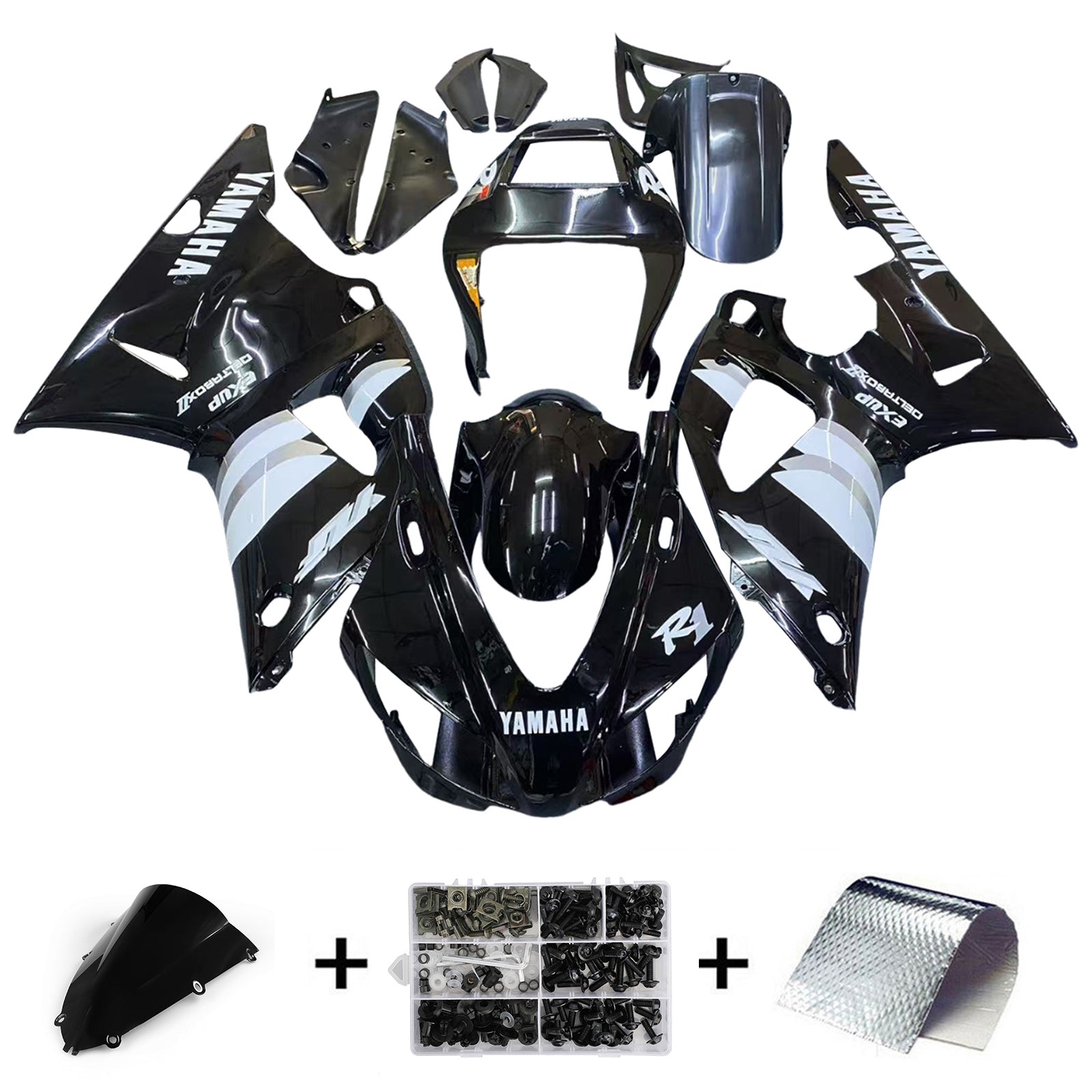Carénages Amotopart 1998-1999 Yamaha YZF-R1 Noir Blanc R1 Generic