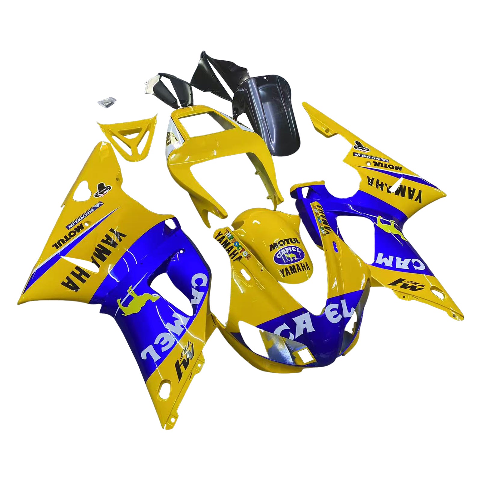 Carénages Amotopart 1998-1999 Yamaha YZF-R1 Jaune Bleu No.46 Camel Generic