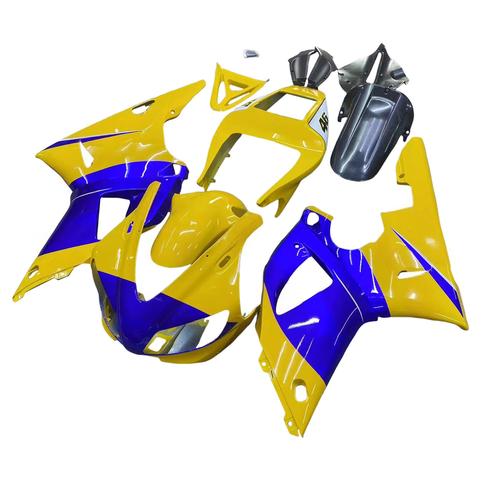 Amotopart stroomlijnkappen 1998-1999 Yamaha YZF-R1 geel blauw nr. 46 kameel generiek