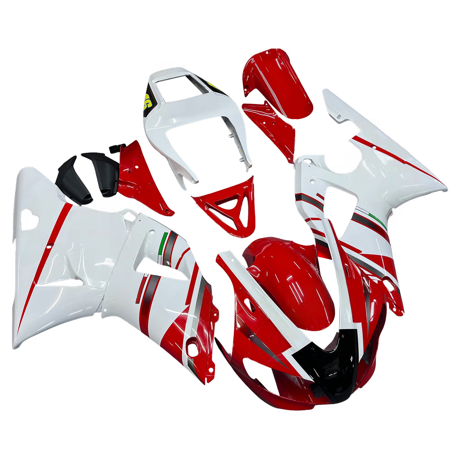 Carénages Amotopart 1998-1999 Yamaha YZF-R1 Rouge Blanc No.46 FIAT R1 Generic