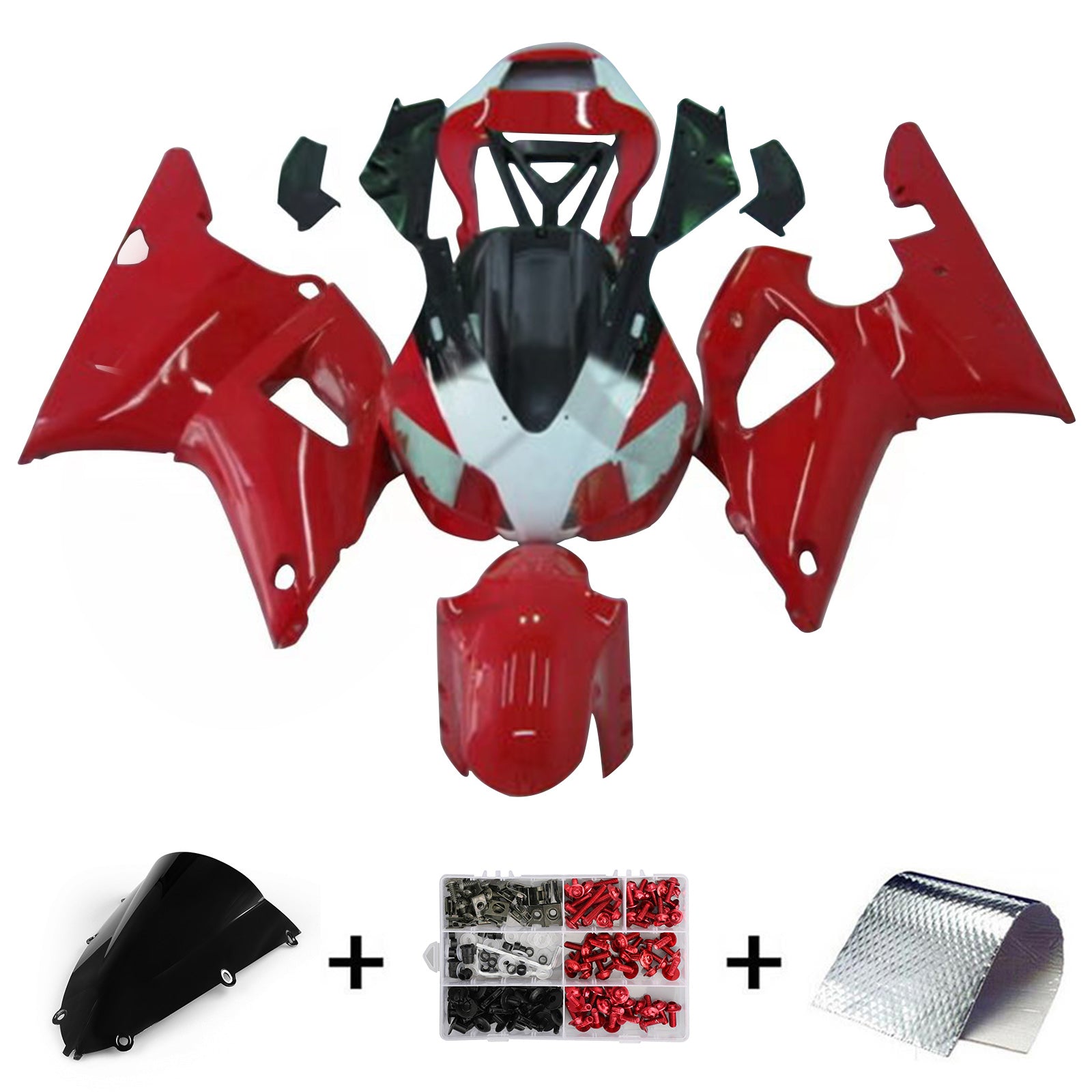 Kit de carénage Amotopart pour YAMAHA YZF R1 YZF-R1 1998-1999 Rouge générique