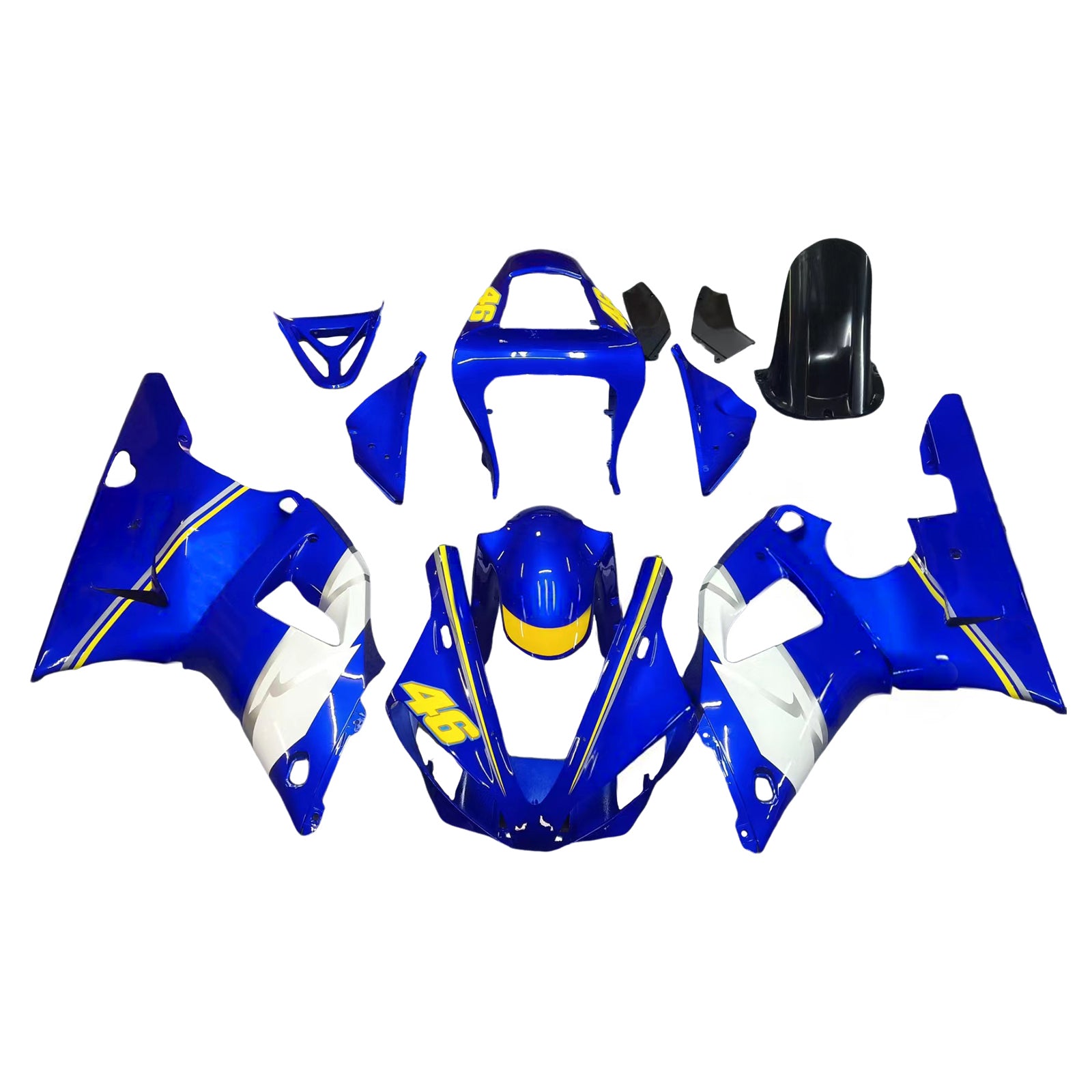 Owiewki Amotopart 2000-2001 Yamaha YZF-R1 Niebiesko-białe No.46 R1 Generic