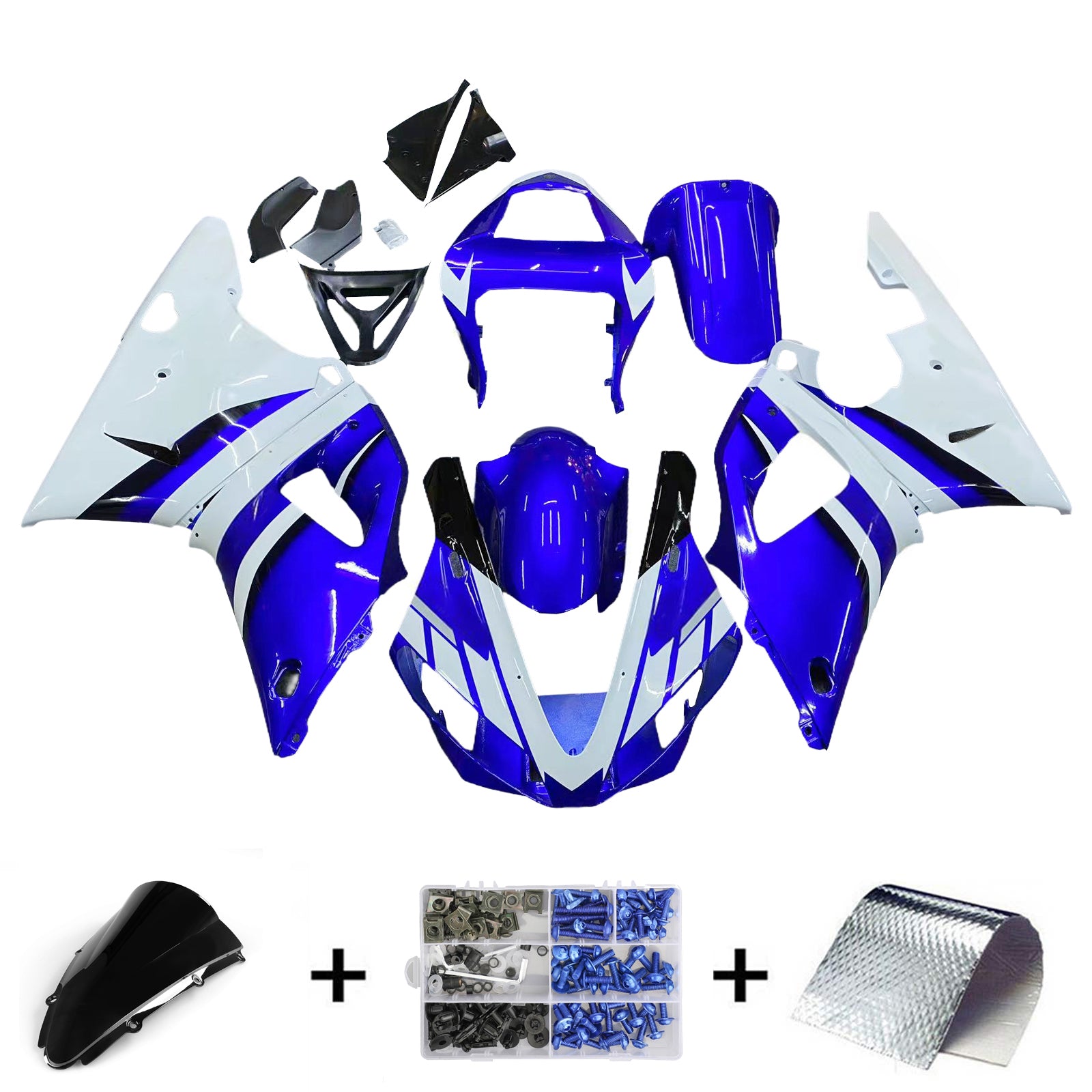 Amotopart Carénages 2000-2001 Yamaha YZF-R1 Bleu & Blanc R1 Generic