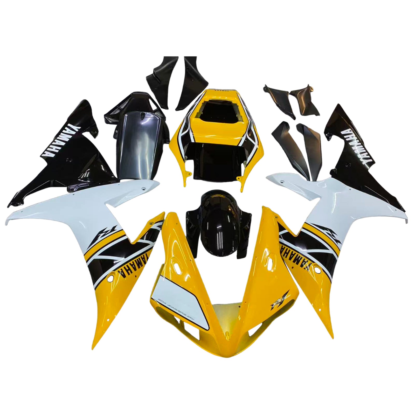 Carénages Amotopart 2002-2003 Yamaha YZF-R1 Jaune Blanc Noir R1 Generic