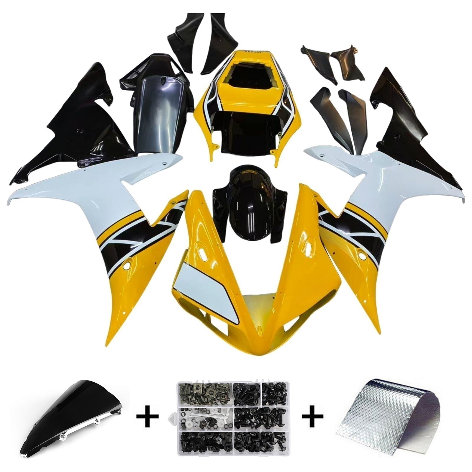 Amotopart stroomlijnkappen 2002-2003 Yamaha YZF-R1 Geel Wit Zwart R1 Generiek