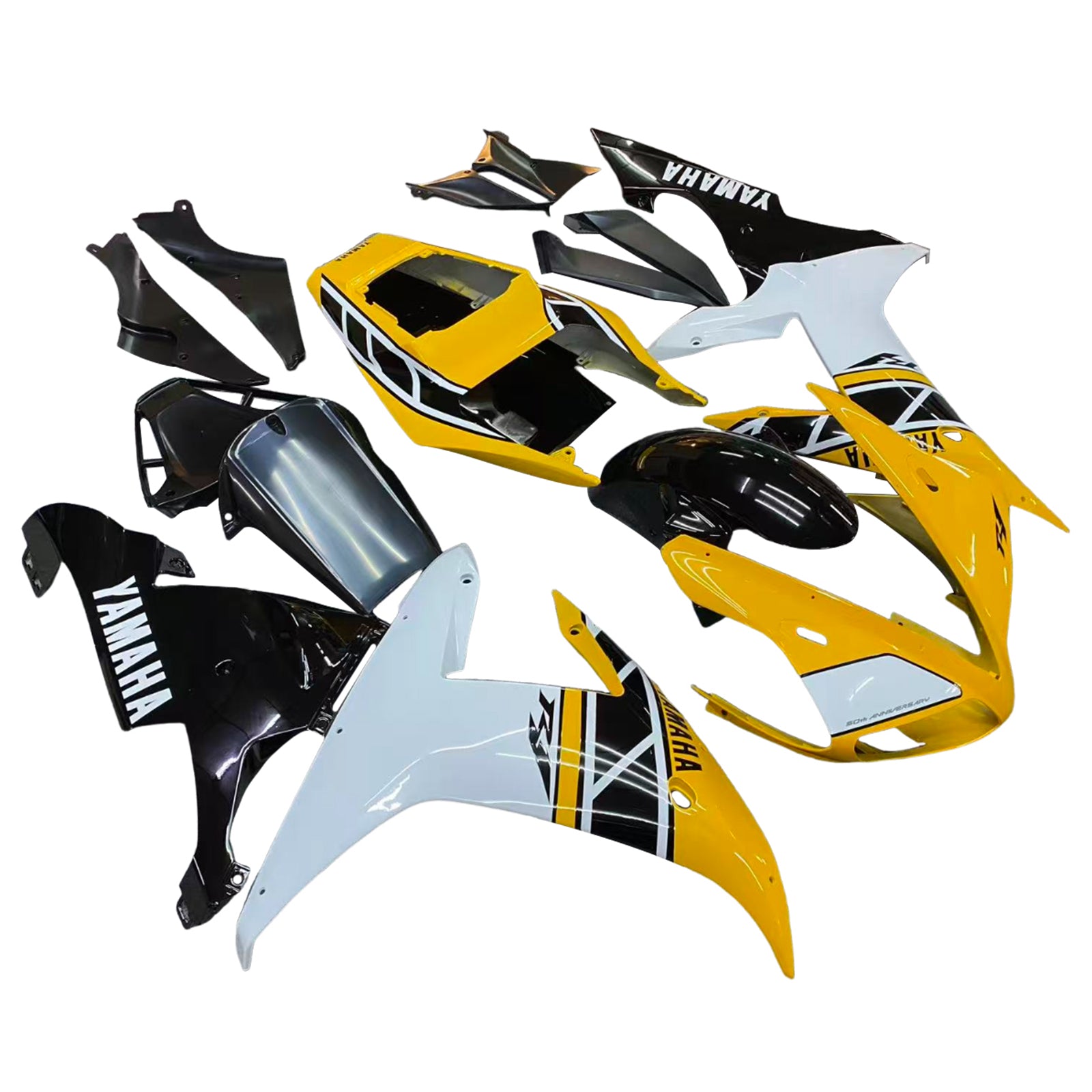 Carénages Amotopart 2002-2003 Yamaha YZF-R1 Jaune Blanc Noir R1 Generic