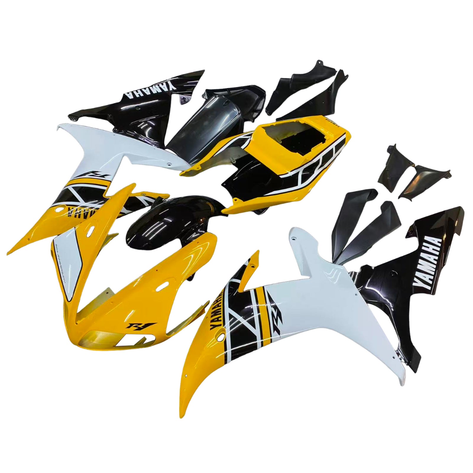 Carénages Amotopart 2002-2003 Yamaha YZF-R1 Jaune Blanc Noir R1 Generic