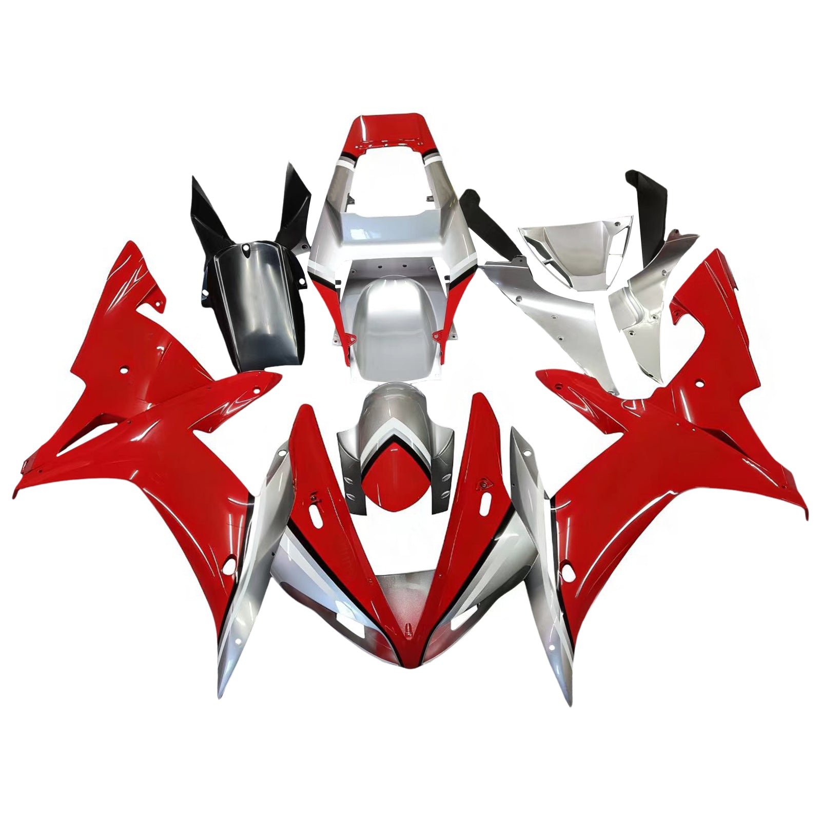 Carénages Amotopart 2002-2003 Yamaha YZF-R1 Rouge Argent Fortuna Generic