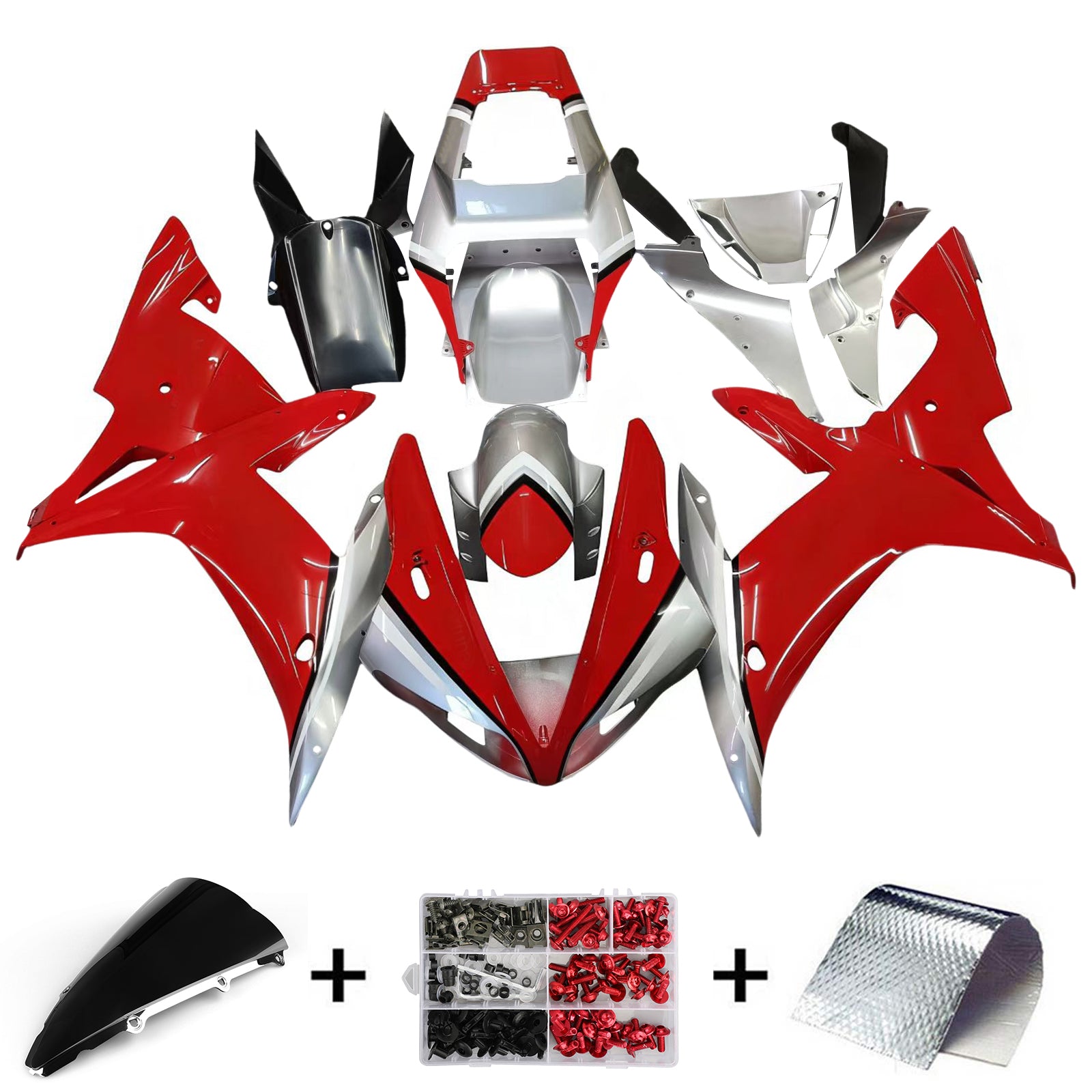 Carénages Amotopart 2002-2003 Yamaha YZF-R1 Rouge Argent Fortuna Generic