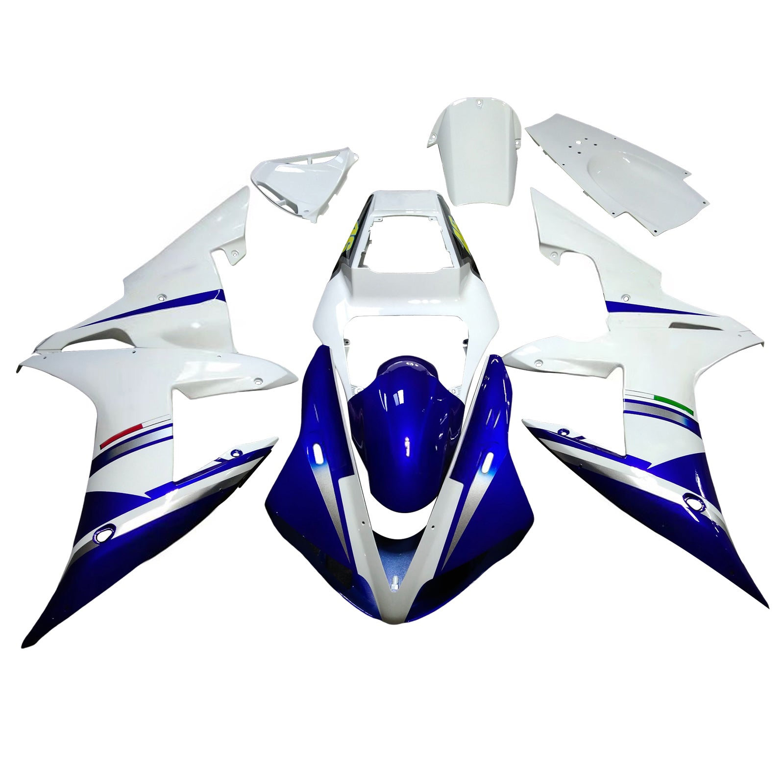 Amotopartin suojat 2002-2003 Yamaha YZF-R1 Valkoinen Sininen No.46 FIAT Generic