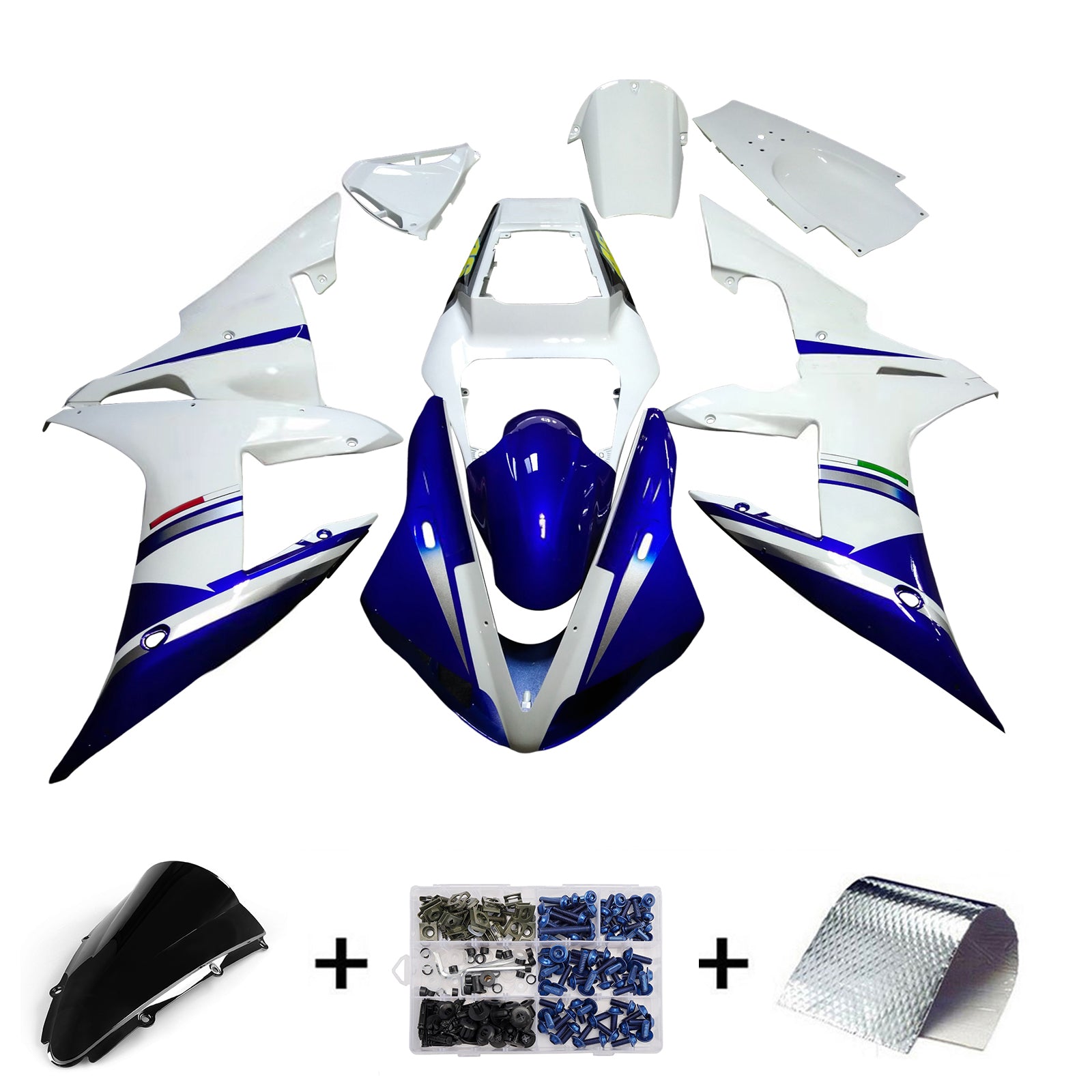 Amotopartin suojat 2002-2003 Yamaha YZF-R1 Valkoinen Sininen No.46 FIAT Generic