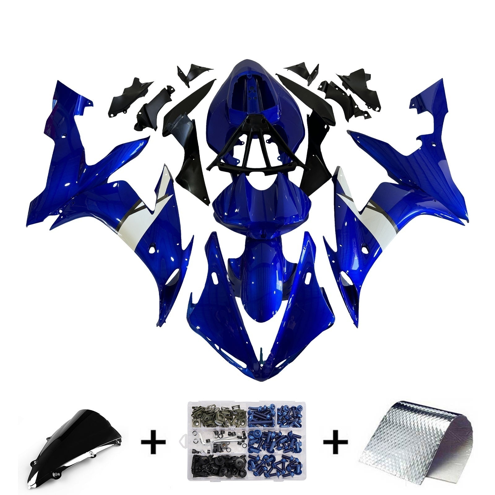 Amotopart stroomlijnkappen 2004-2006 Yamaha YZF-R1 Blauw Wit R1 Generiek