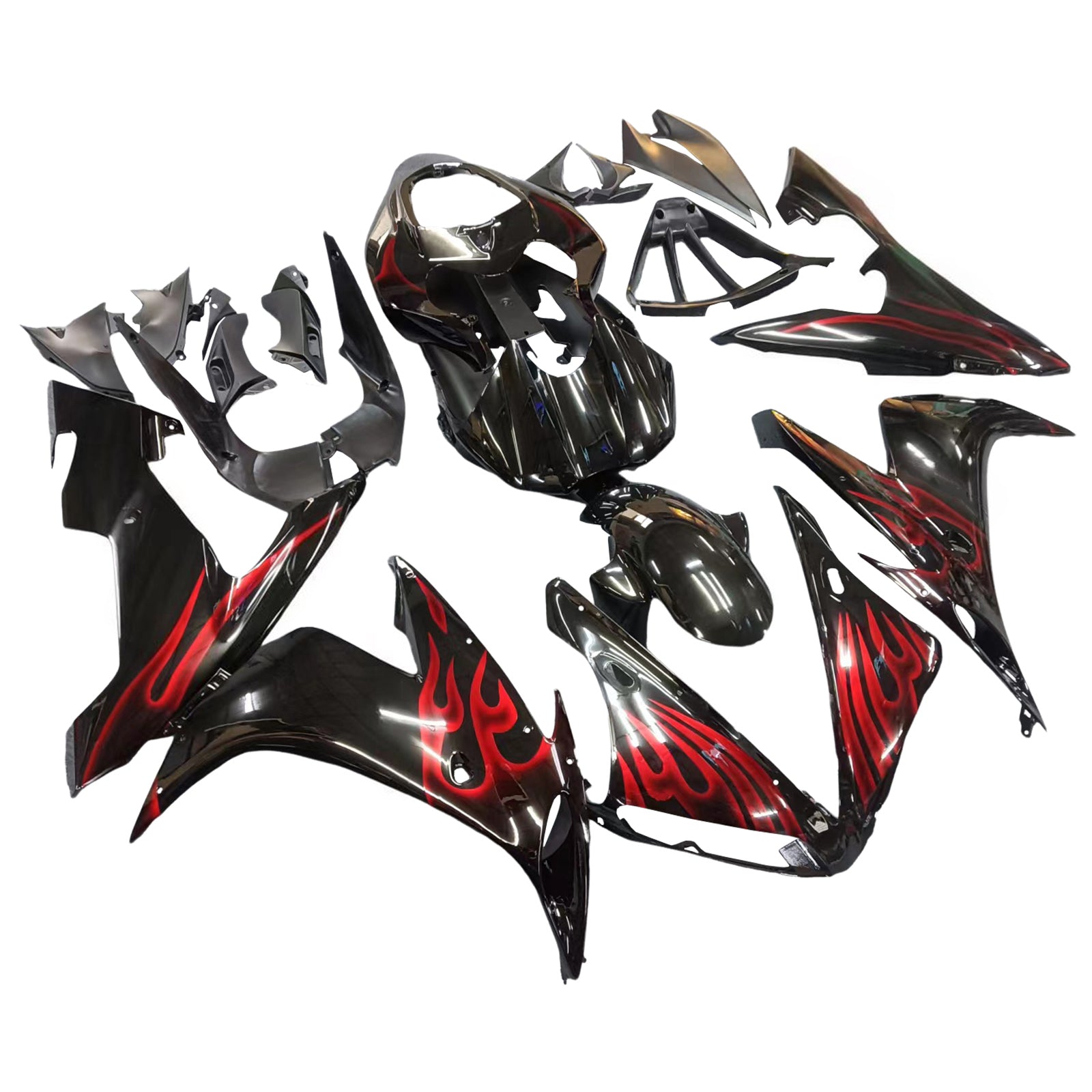 Carénages Amotopart 2004-2006 Yamaha YZF-R1 Black & Red Flame R1 Generic