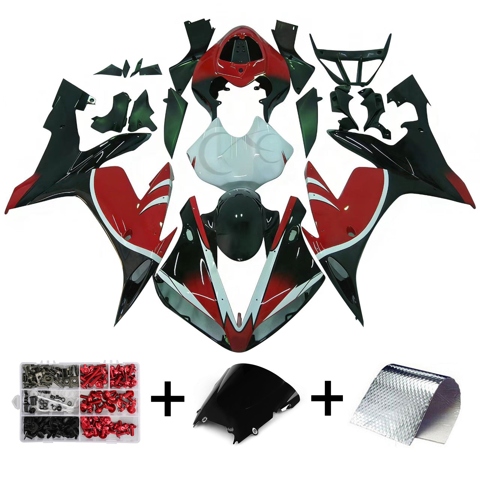 Amotopart Carénage pour YAMAHA YZF R1 YZF-R1 2004-2006 2005 Rouge Noir Générique